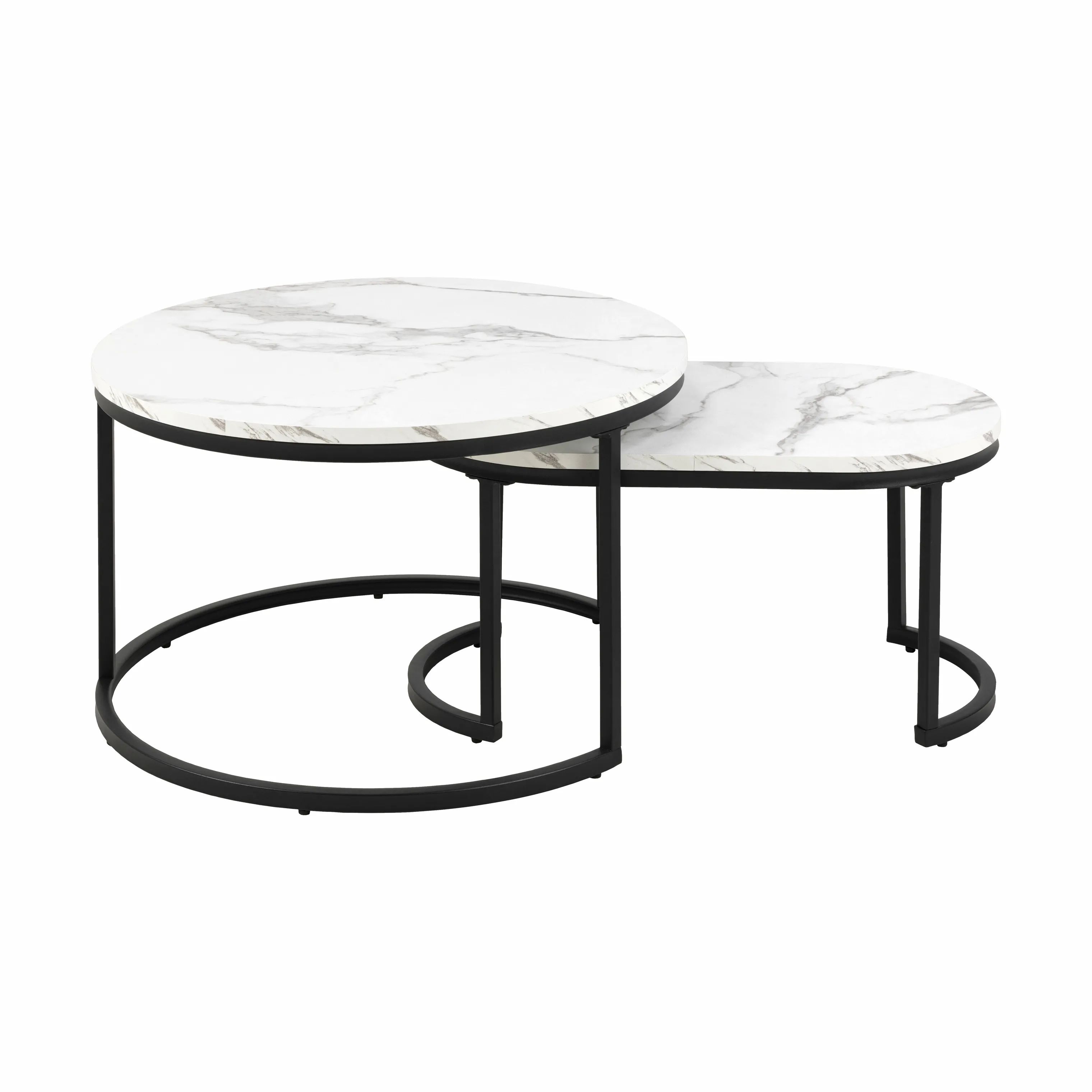 CASA Living Sofaborde Spiro Sofabord - 2 stk i Hvid/sort, 1