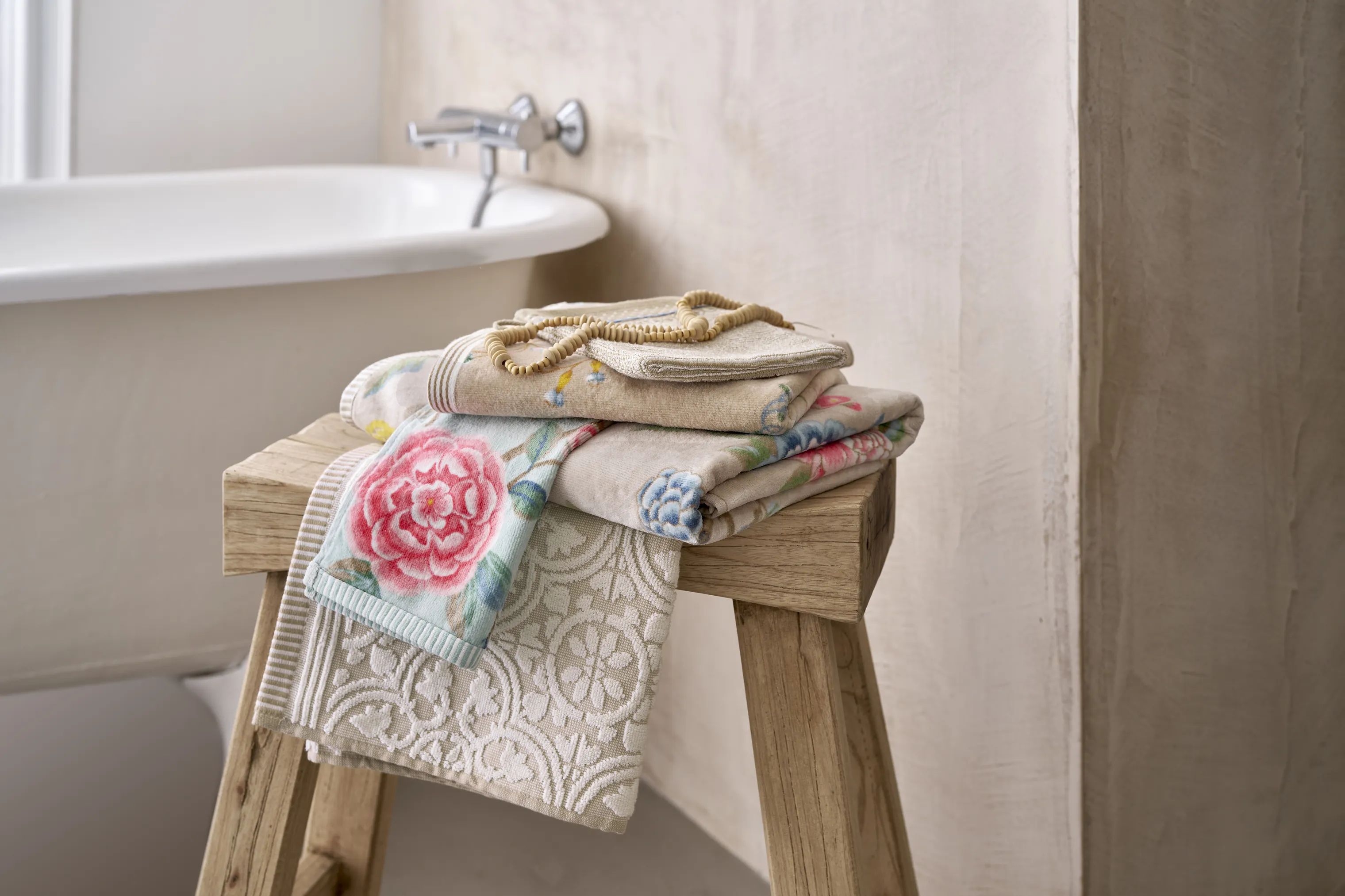 PIP Studio Håndklæder Les Fleurs Håndklæde i Khaki , B55 x L100 cm, 7