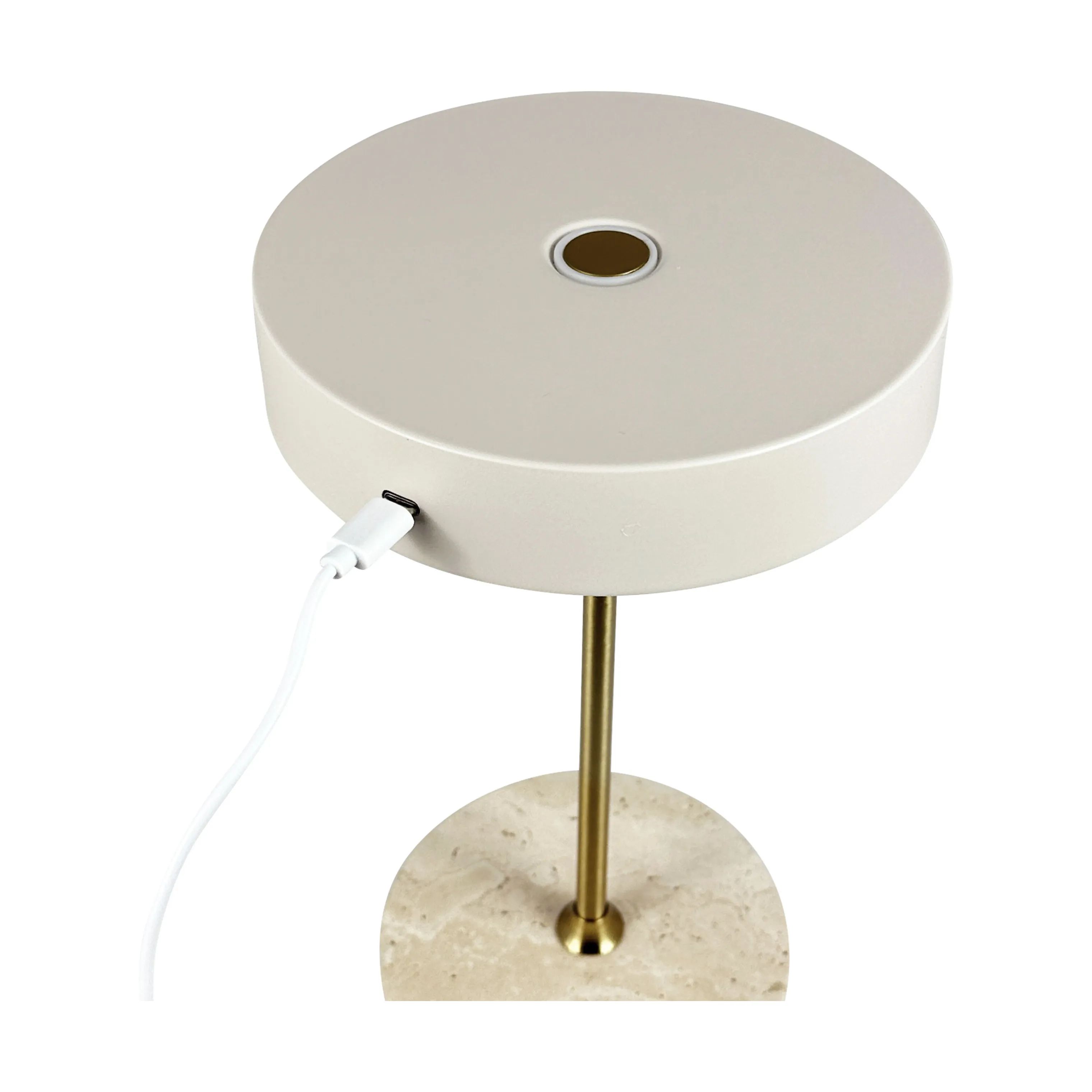 Dyberg Larsen Bordlamper Moonlight Bordlampe i Beige/ Travertin/ Messing, 3