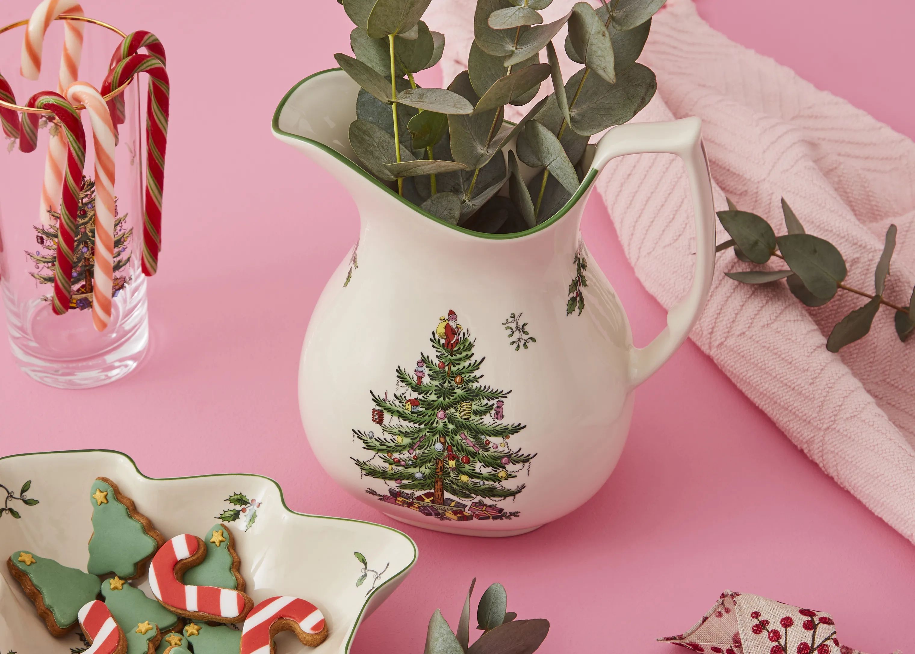Spode Serveringskander Christmas Tree Kande i Hvid/grøn/rød, 2