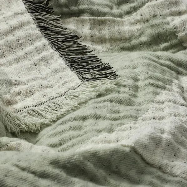 Broste Copenhagen Plaider Herbert Plaid i Sage Green/Off White, 2
