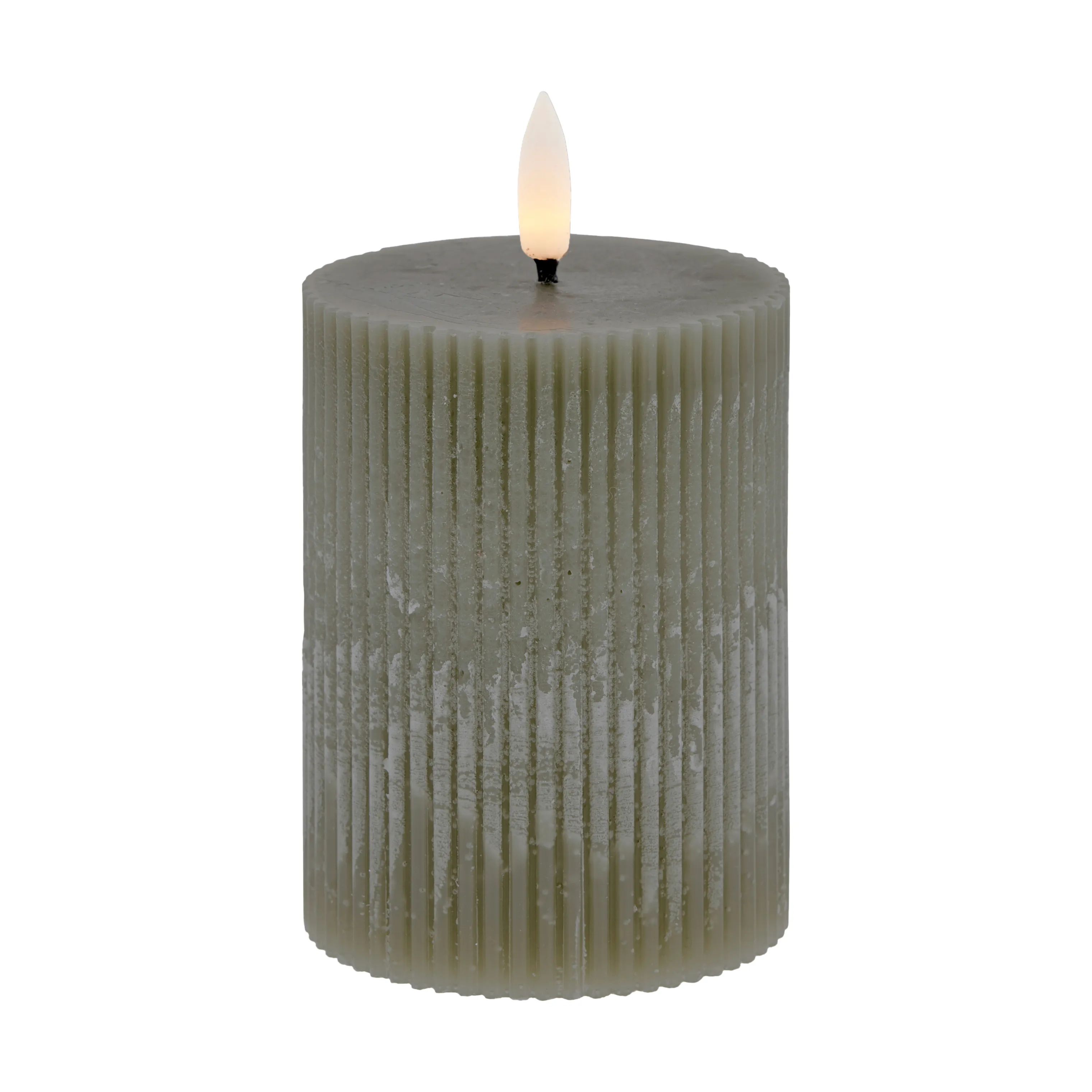 Lene Bjerre LED-lys Lillia LED Bloklys i støvet grøn, H10 x Ø7,5 cm, 1