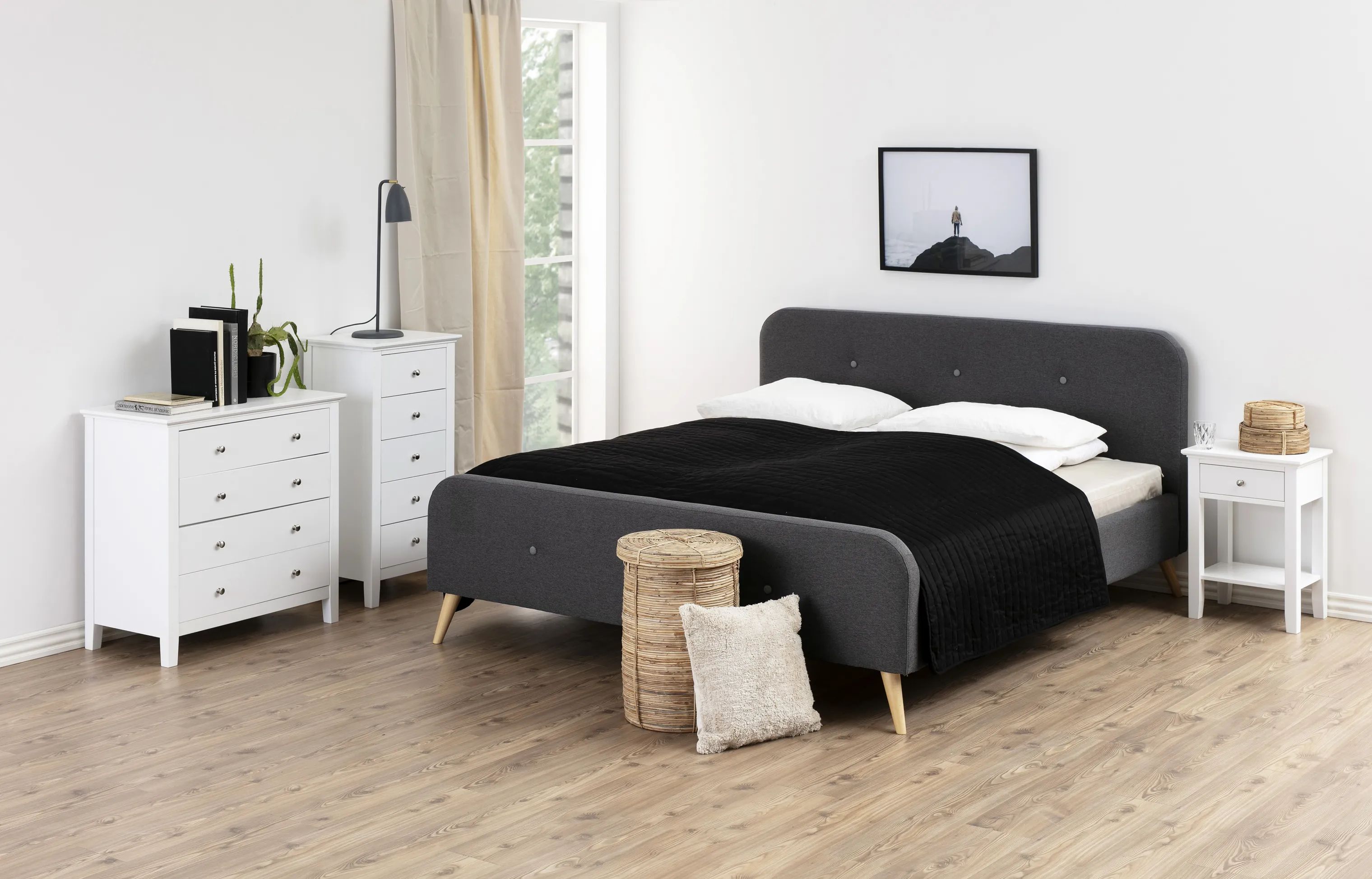 CASA Living Sengeborde Linnea Natbord i 1 Skuffe, 2