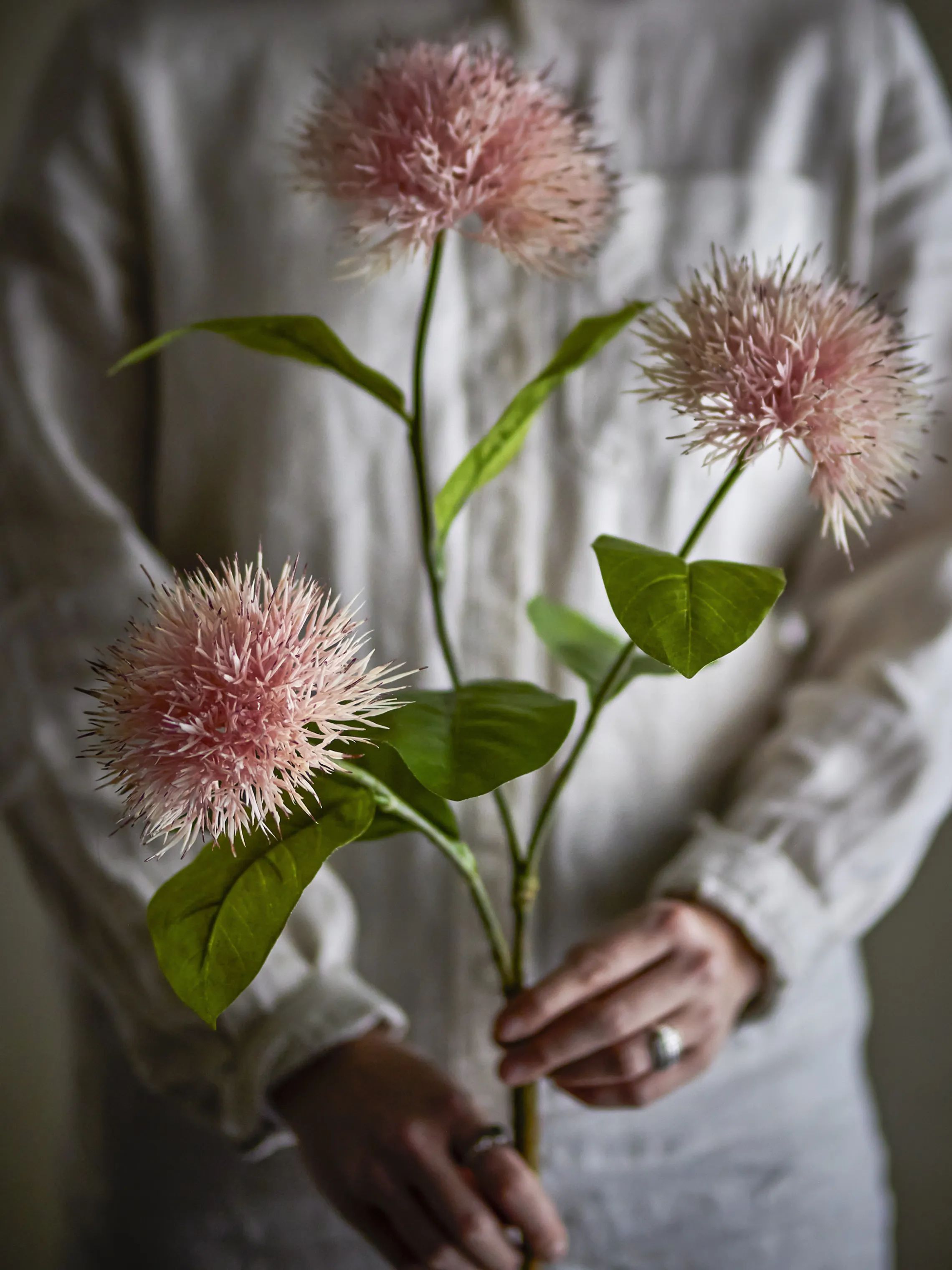 Bloomingville Kunstige blomster Kunstig blomst - Chrysantemum stilk i Lyserød/grøn, 3