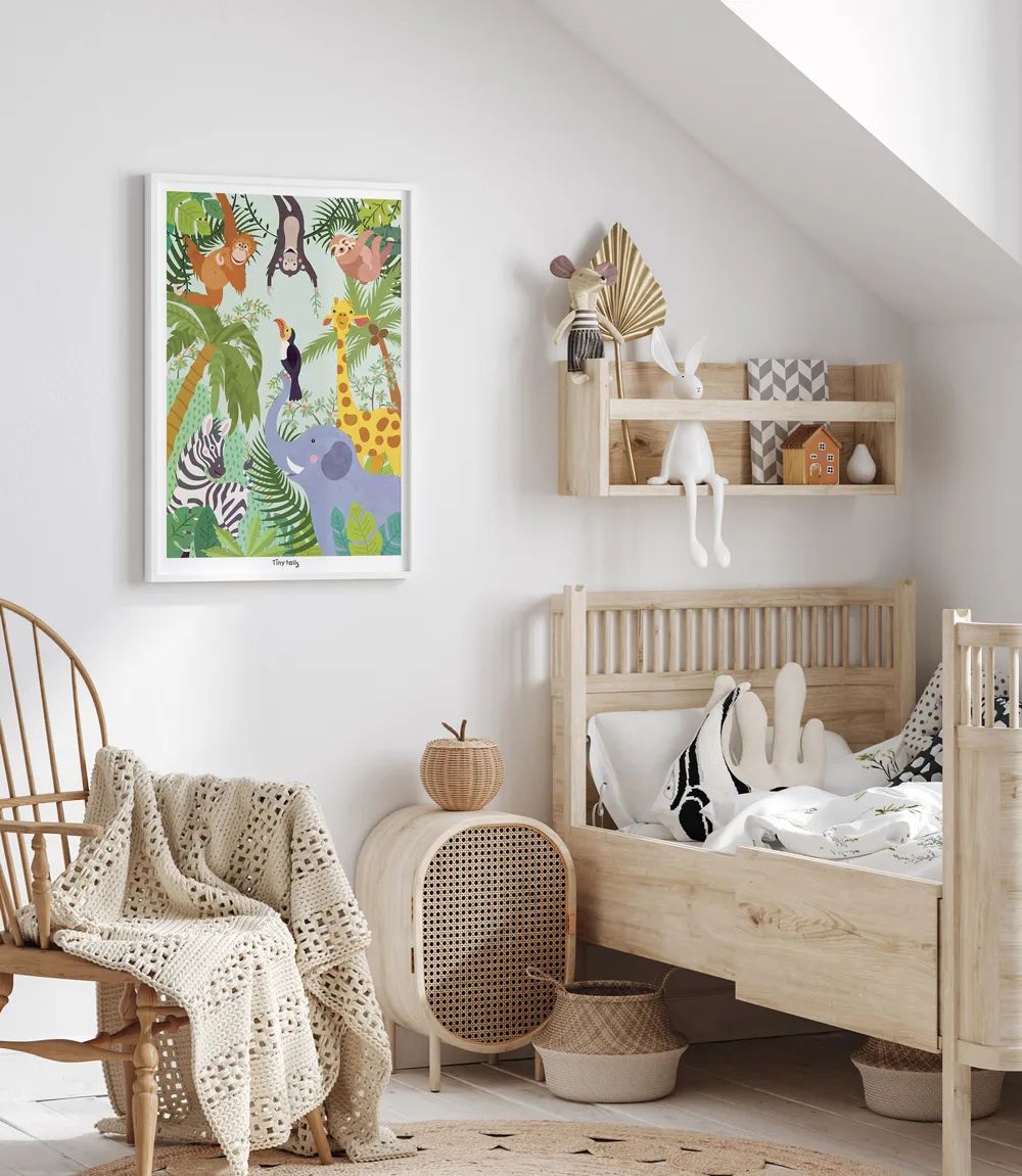 Poster&Frame Til børneværelset Plakat - Jungledyrene i Multifarvet, 2