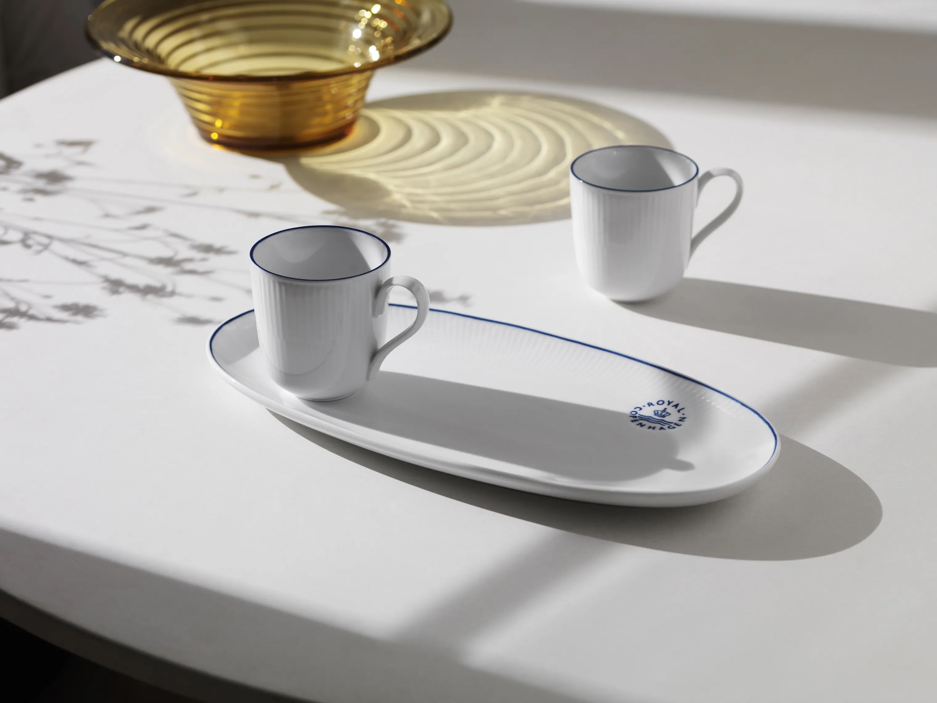 Royal Copenhagen Serveringsfade Blueline Fad i Hvid/blå, 37 cm, 5