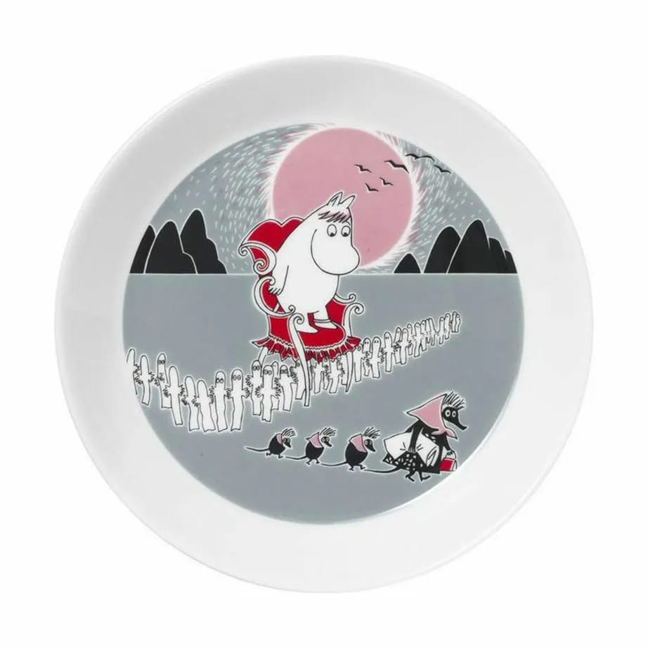 Moomin Arabia Frokosttallerkener Kærester Tallerken - Mumi flytter i Flytter - Grå, 1