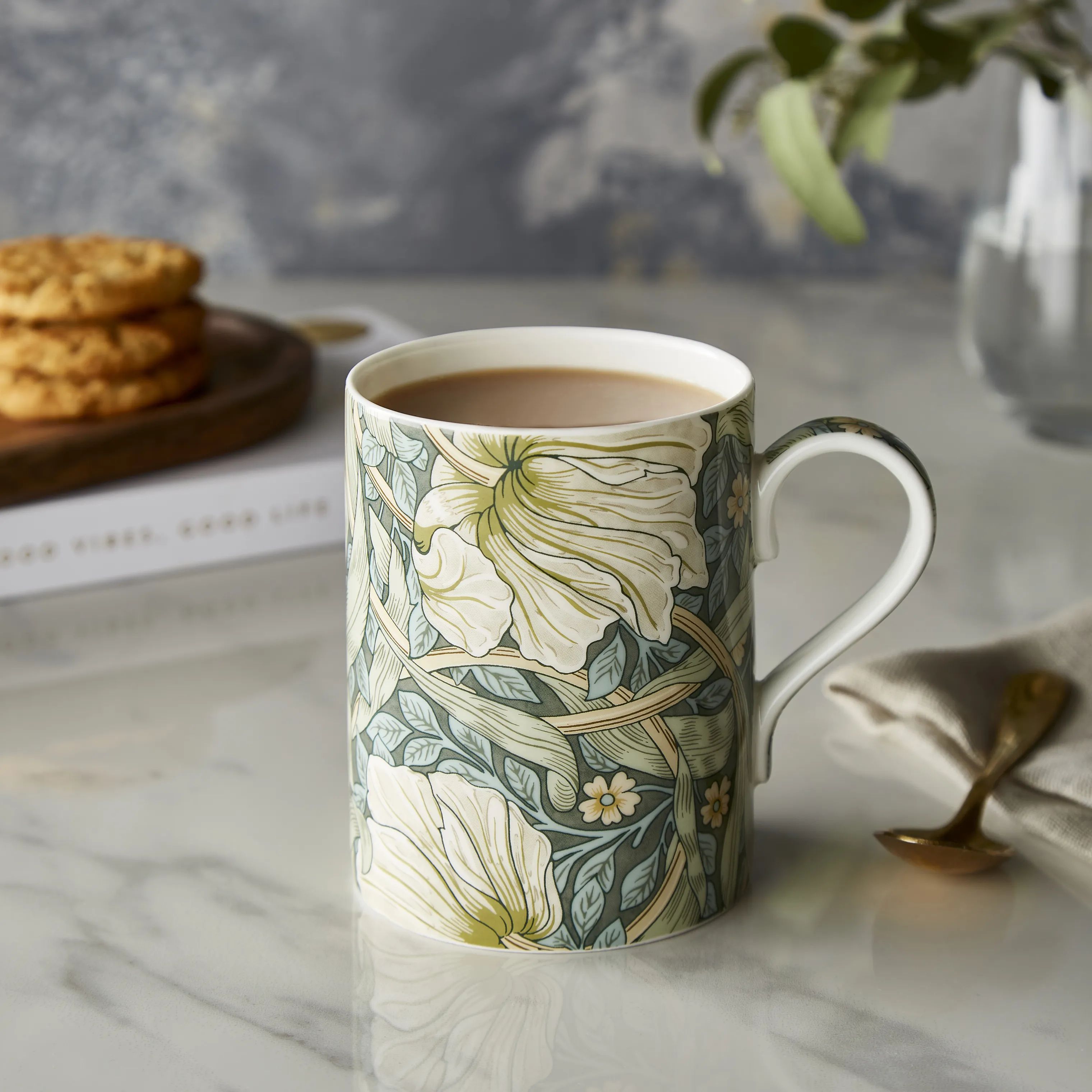 Spode Krus og kopper med hank Morris & Co Krus i Grøn/gul/beige, 2