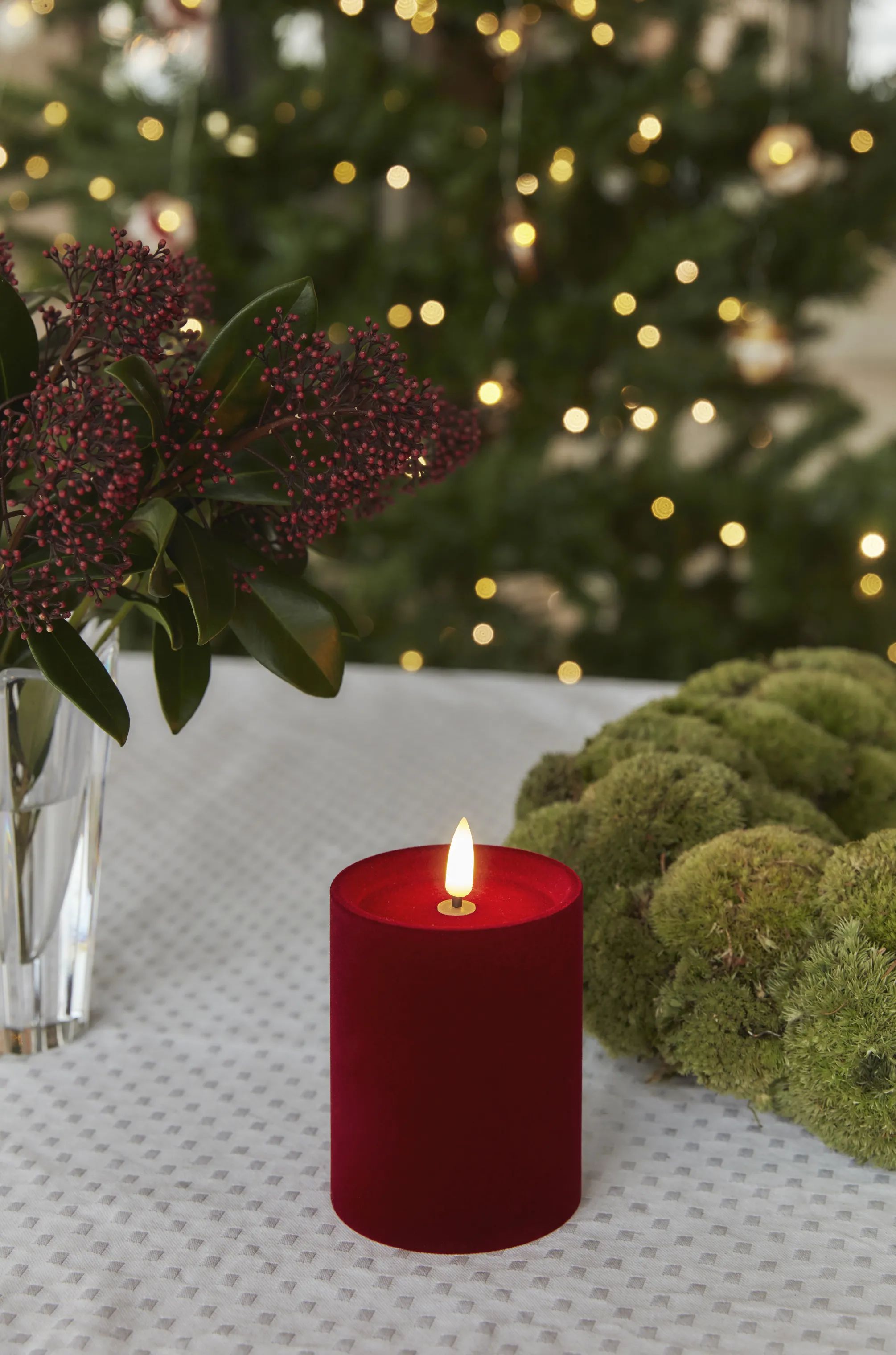 Sirius LED-lys Sille Velour LED Bloklys i Rød, 10 cm, 2