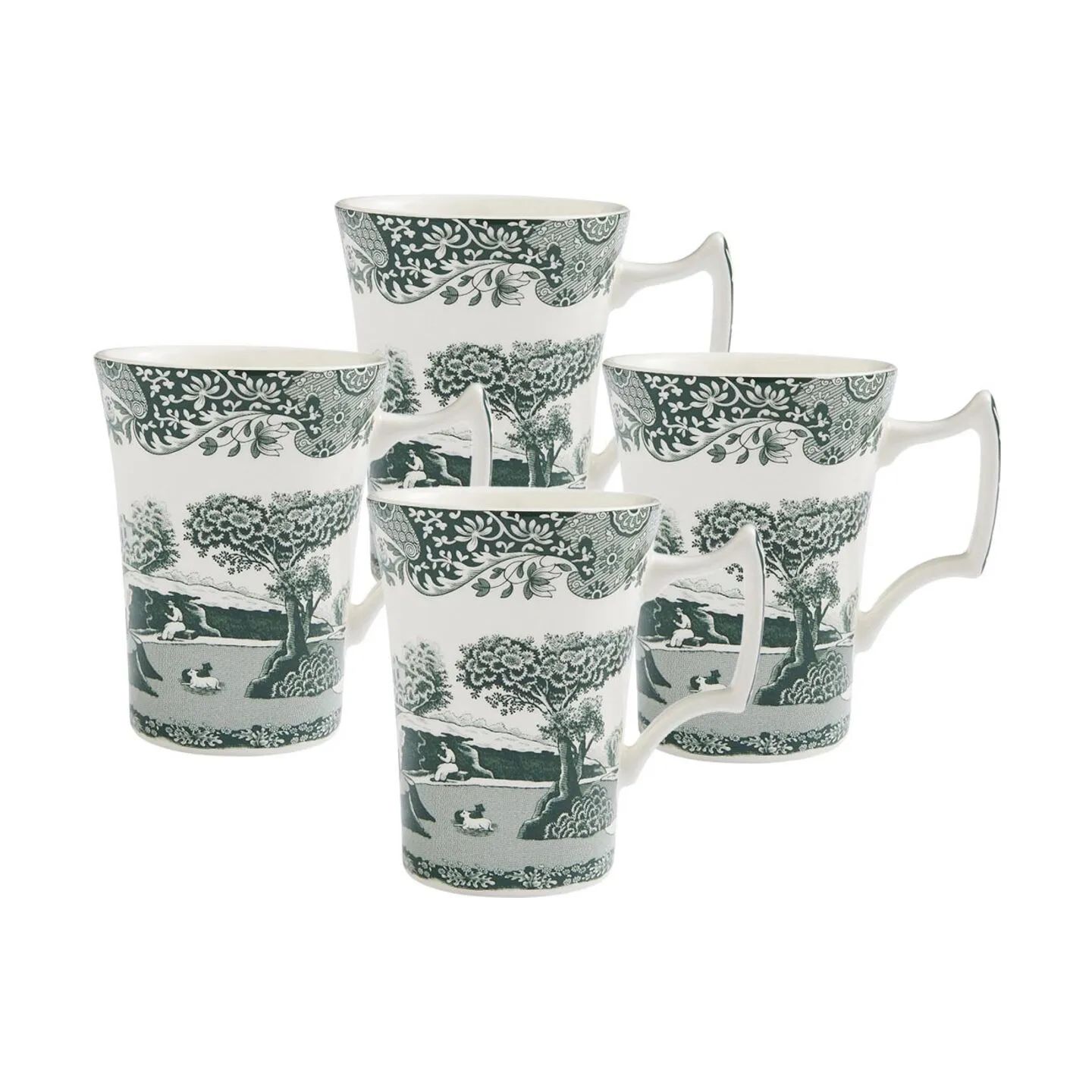 Spode Krus og kopper med hank Heritage Green Italian Krus - 4 stk. i Grøn/hvid, 1