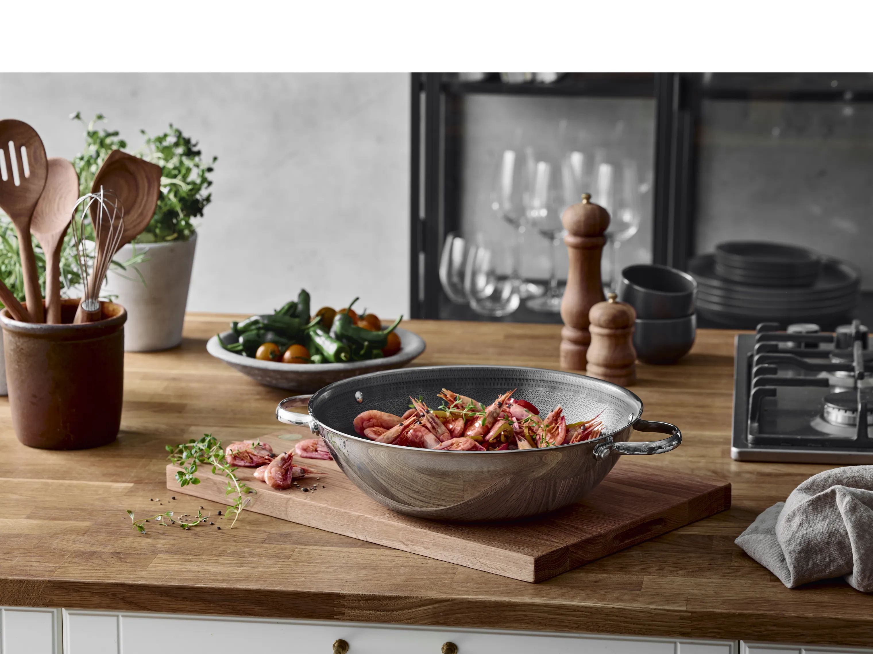 Pillivuyt Gourmet Wokpander Paillon Hybrid Wok i Sølv, 2