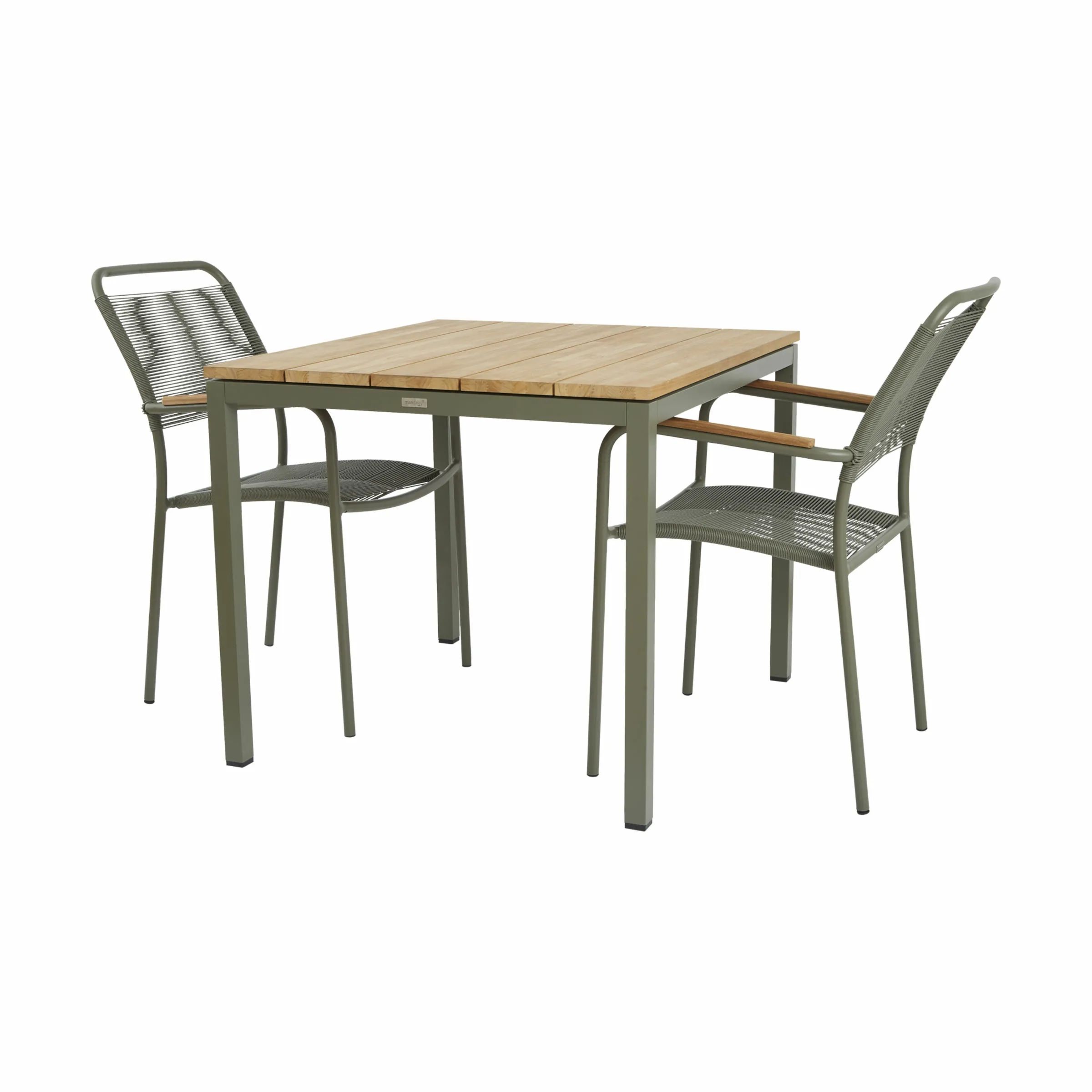 Mandalay Havemøbelsæt Toscana & Verona Havemøbelsæt - 3 dele i Olivengrøn, Bord (L 65 cm) med 2 stole, 1