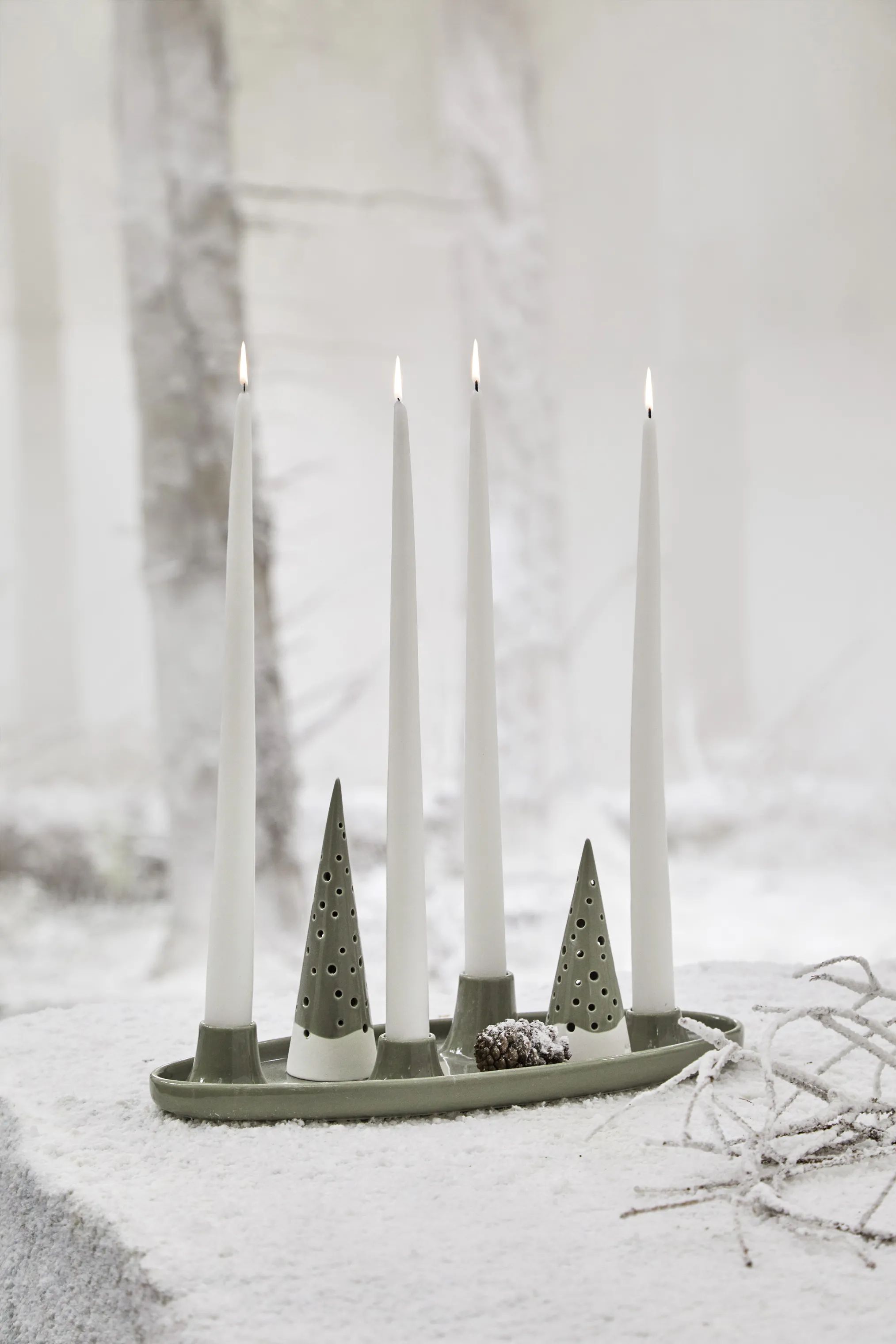 Kähler Kronelysestage Nobili Adventsstage i Olivengrøn, 15,5 cm, 2