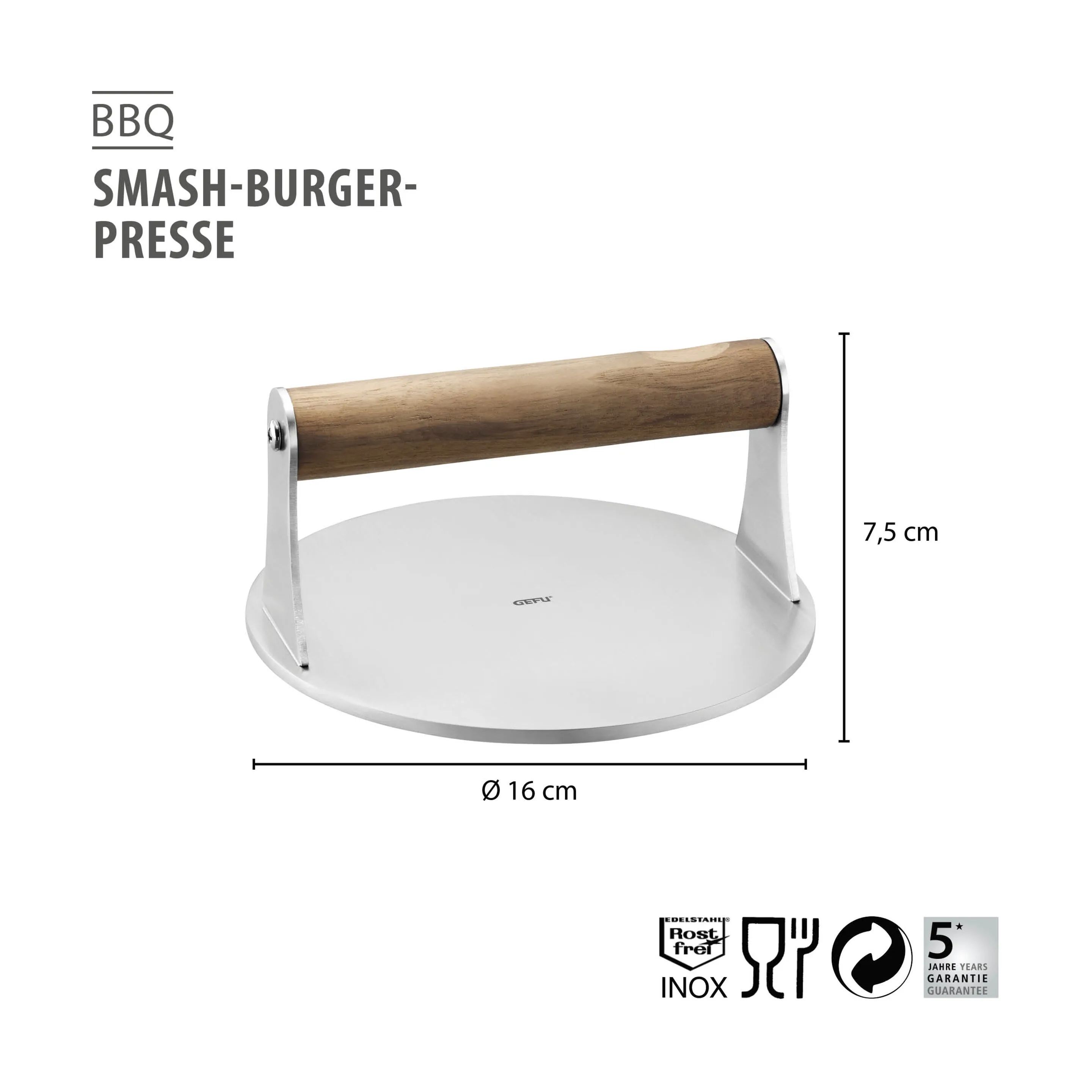 Gefu Øvrigt grilltilbehør BBQ Burger Presser i Sølv, 2