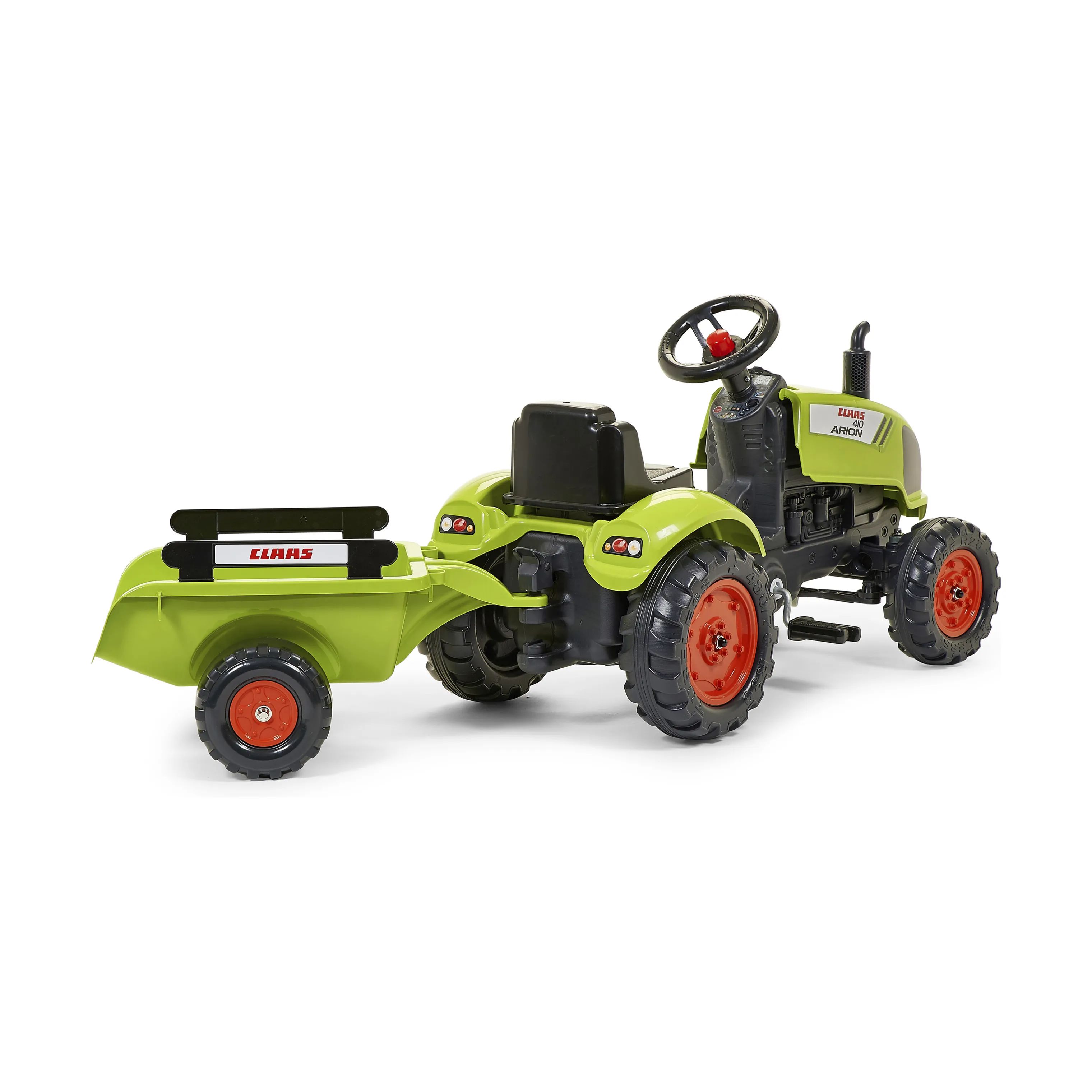 FALK Øvrig udeleg Traktor m. trailer i sort, hvid og rød, 6