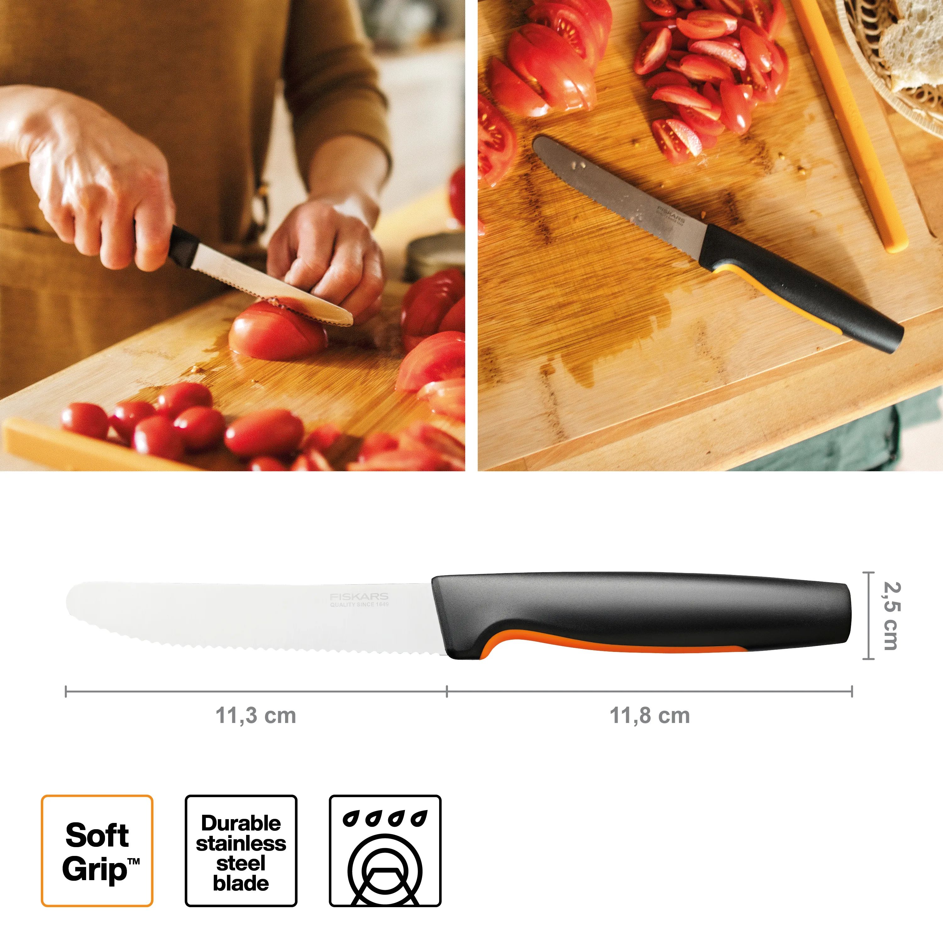 Fiskars Tomatknive Functional Form Tomatkniv i Sort/Orange, 2