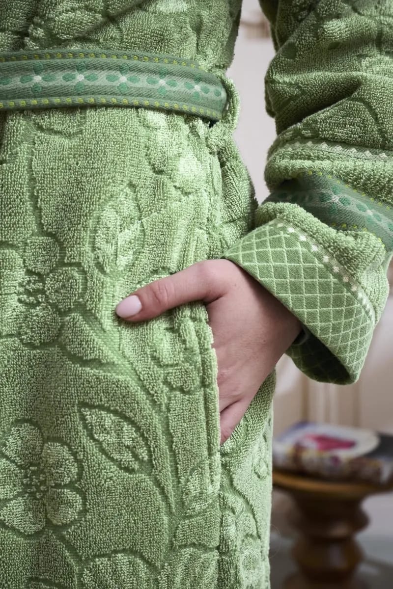 PIP Studio Morgenkåber Jasmin Jacquard Badekåbe i Grøn, Str. L, 3