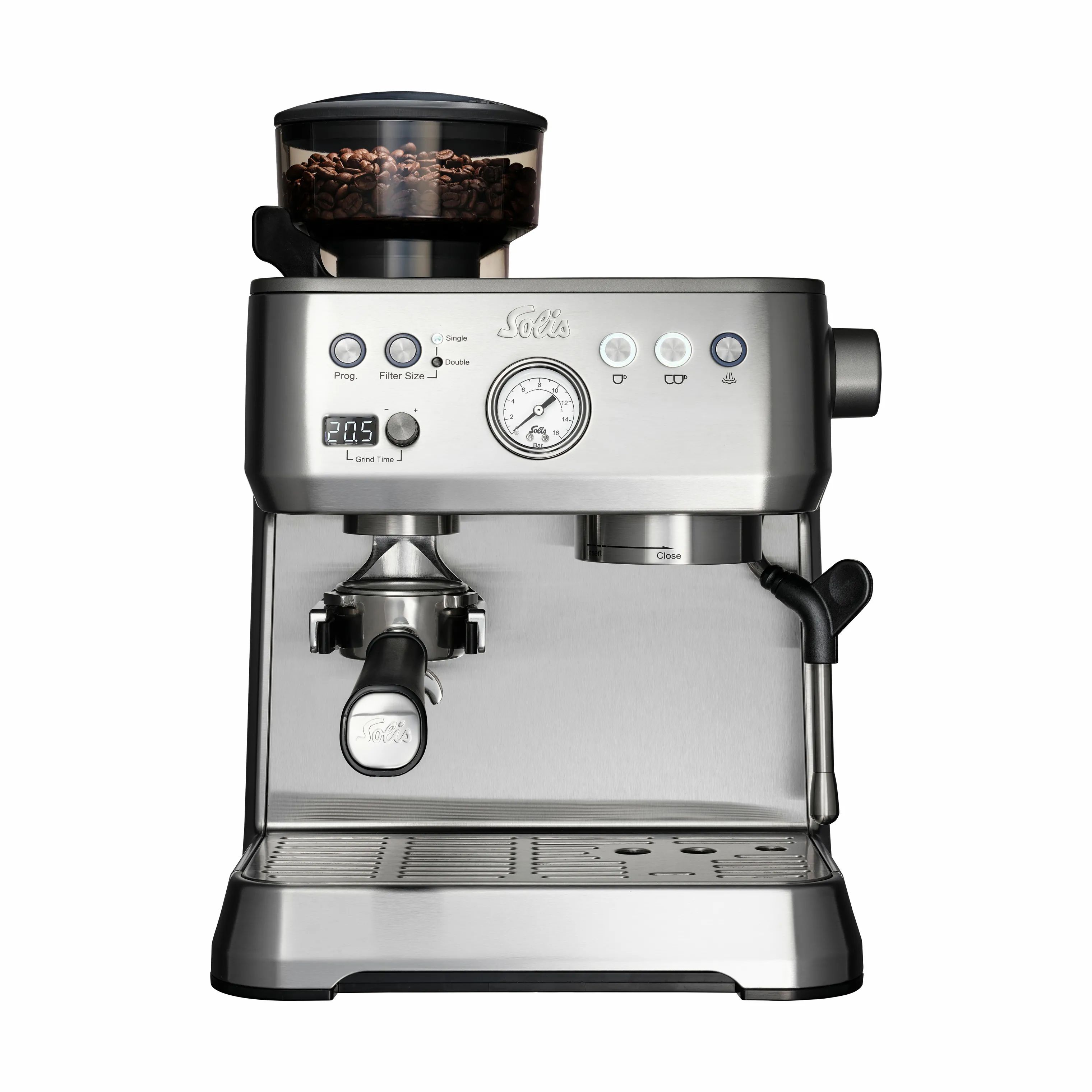 Solis Espressomaskiner Grind & Infuse Espressomaskine i Sølvfarvet, 1