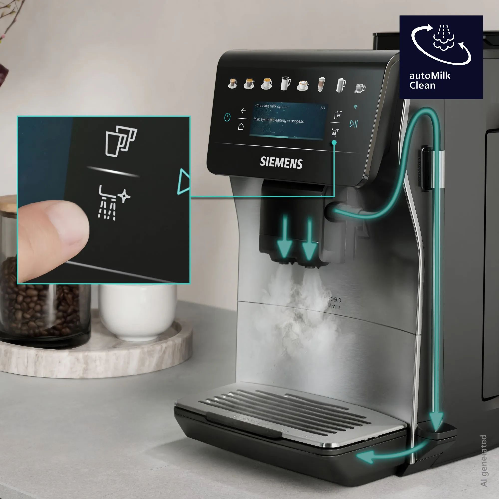 Siemens Espressomaskiner EQ600 iAroma Espressomaskine TP605EM3 i Sølv, 4