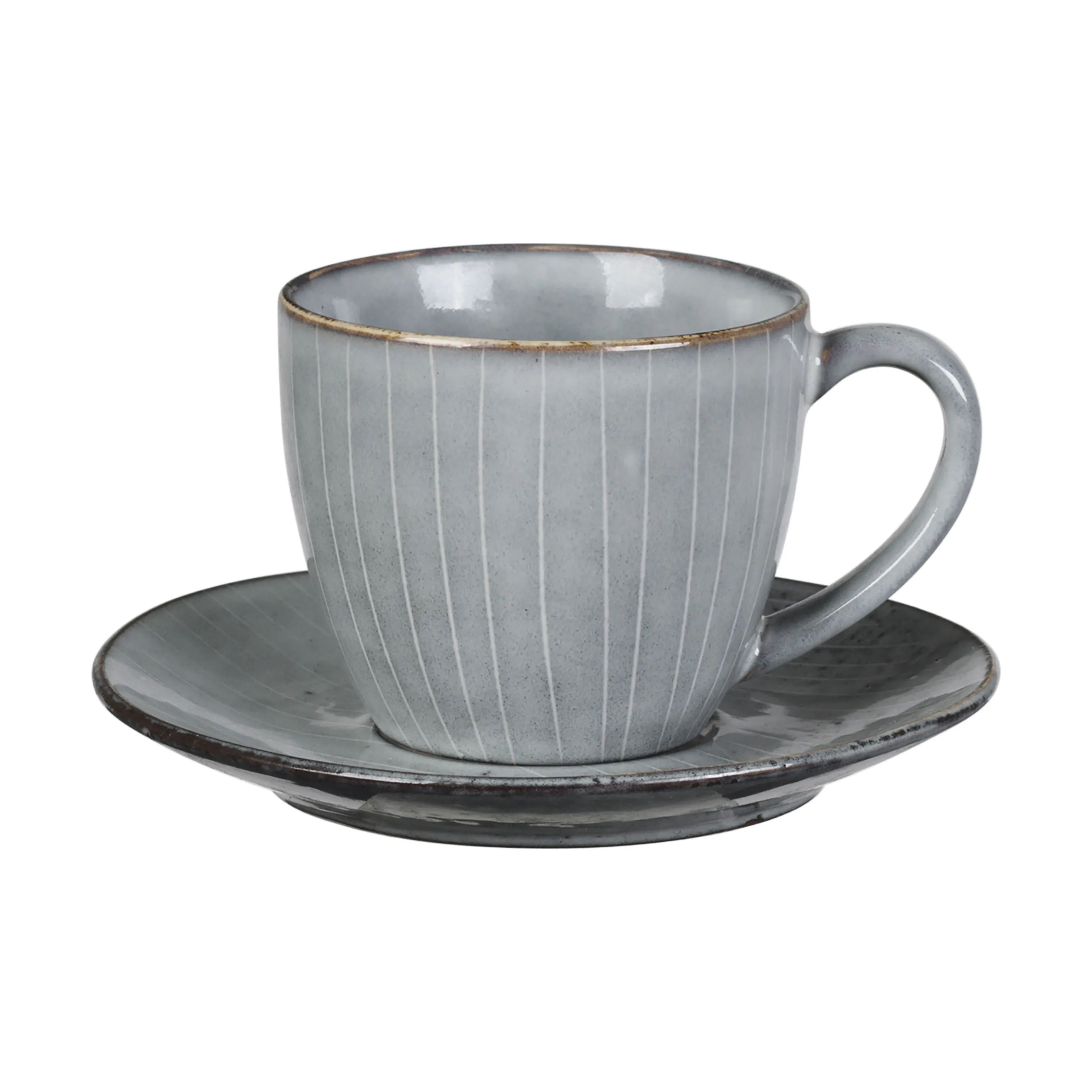 Broste Copenhagen Krus og kopper med hank Nordic Sea Kop m. Underkop i Soft Blue, 1