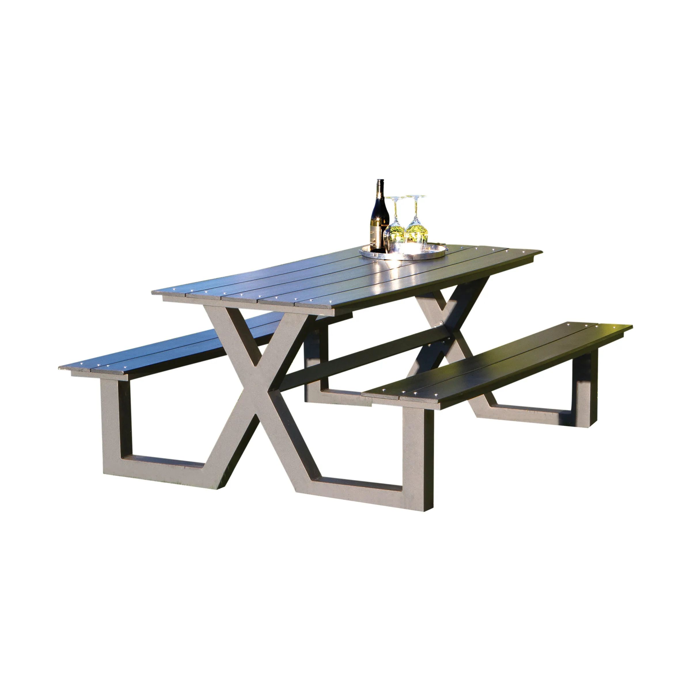 HORTUS Havemøbelsæt X-model Bord-/bænksæt i sort, 1