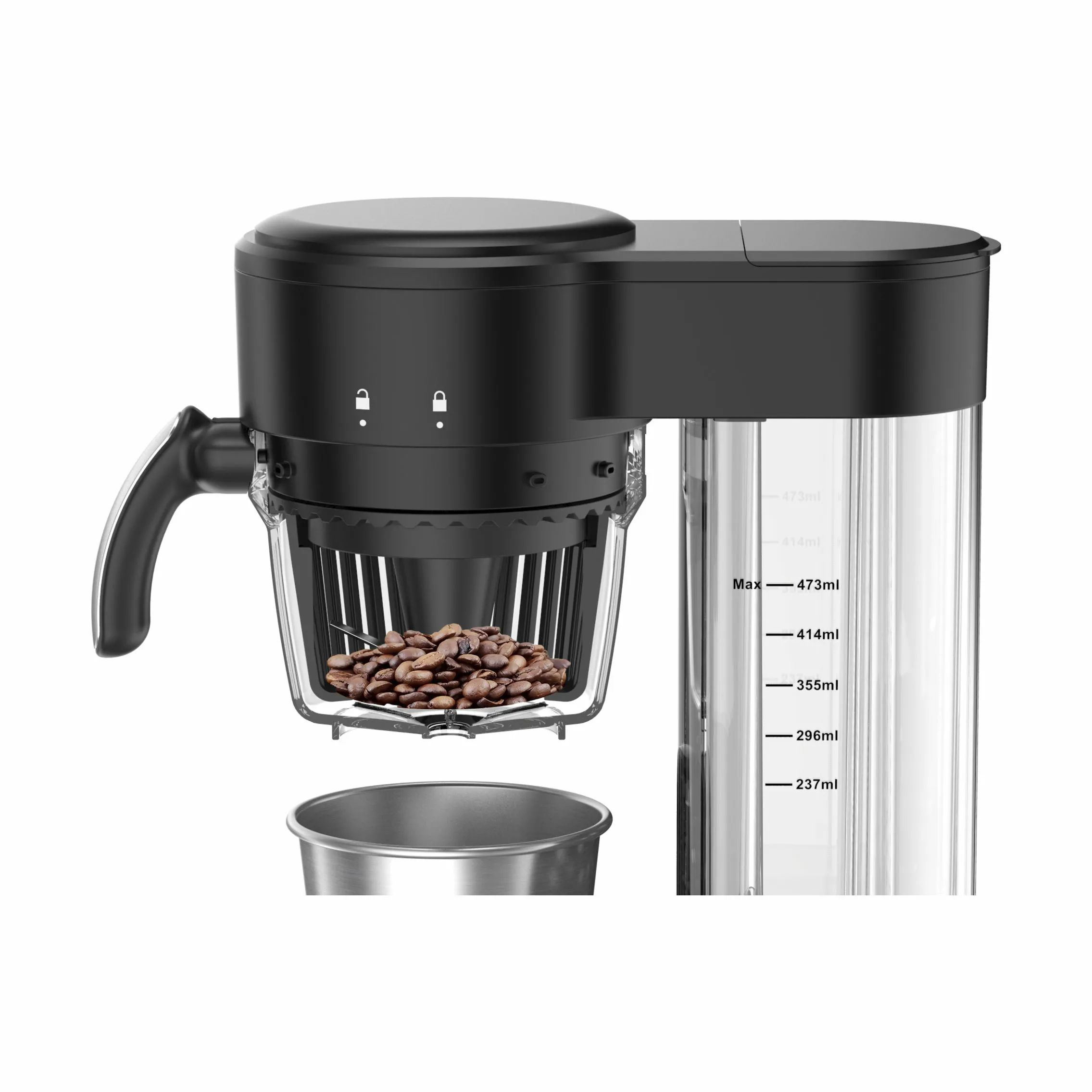 Hâws Kaffemaskiner Kaffemaskine m. kværn i Sort, 4
