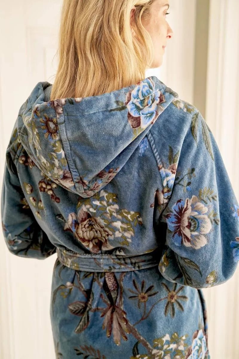 PIP Studio Morgenkåber Soft Zellige Secret Garden Badekåbe i Blue , L, 3