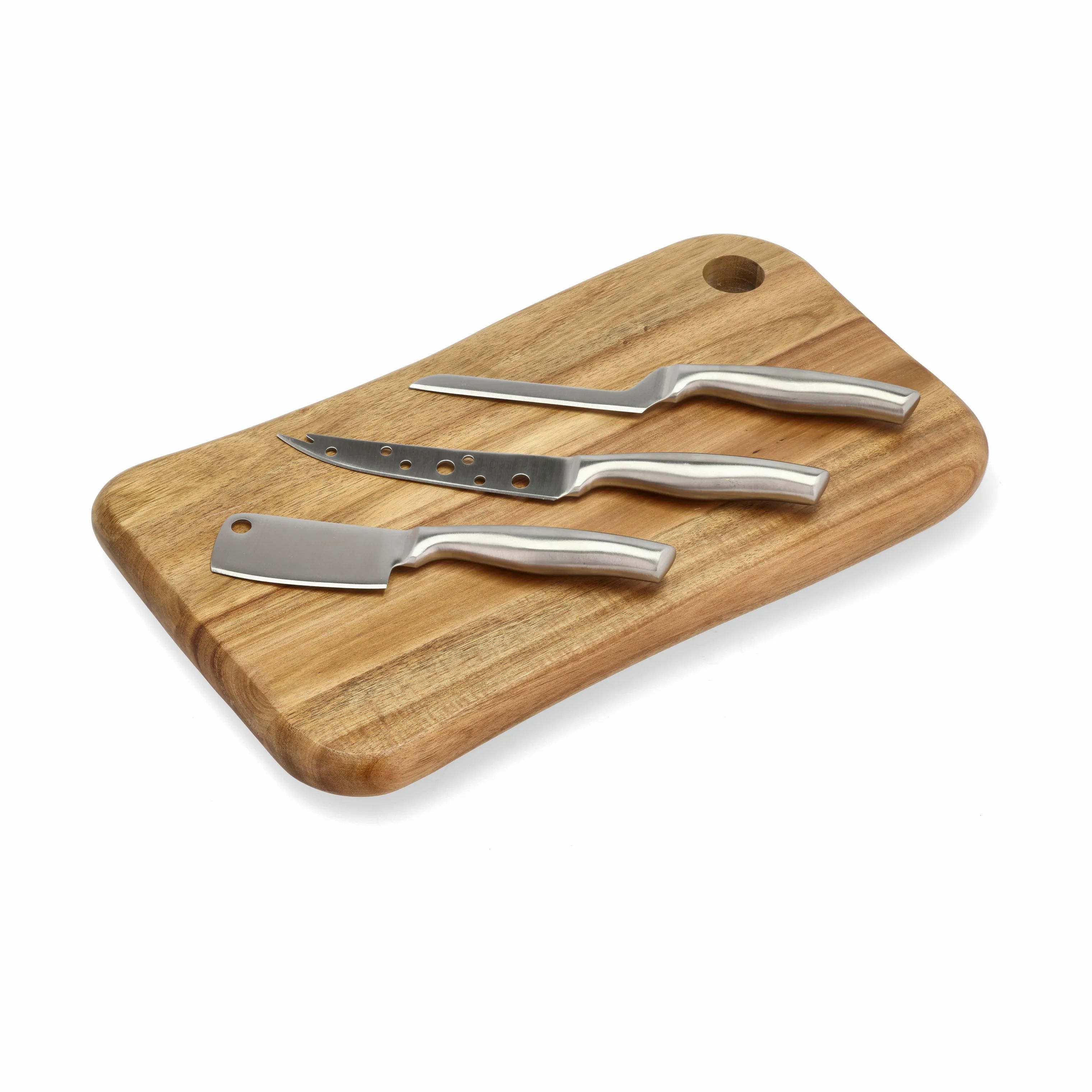 Holm Serveringsfade Ostebræt -  m. 3 knive i natur/sølv, 1
