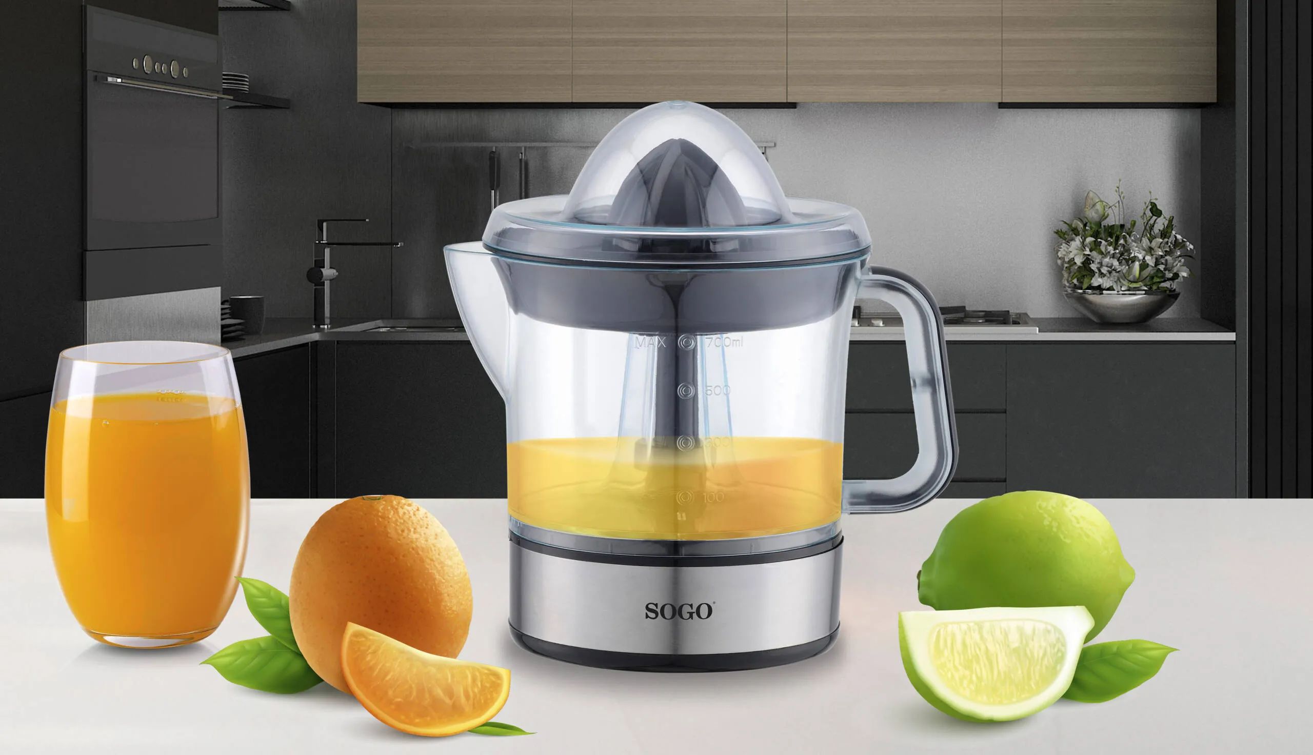 Sogo Juicepressere Citrus Juicer i Sølv, 2