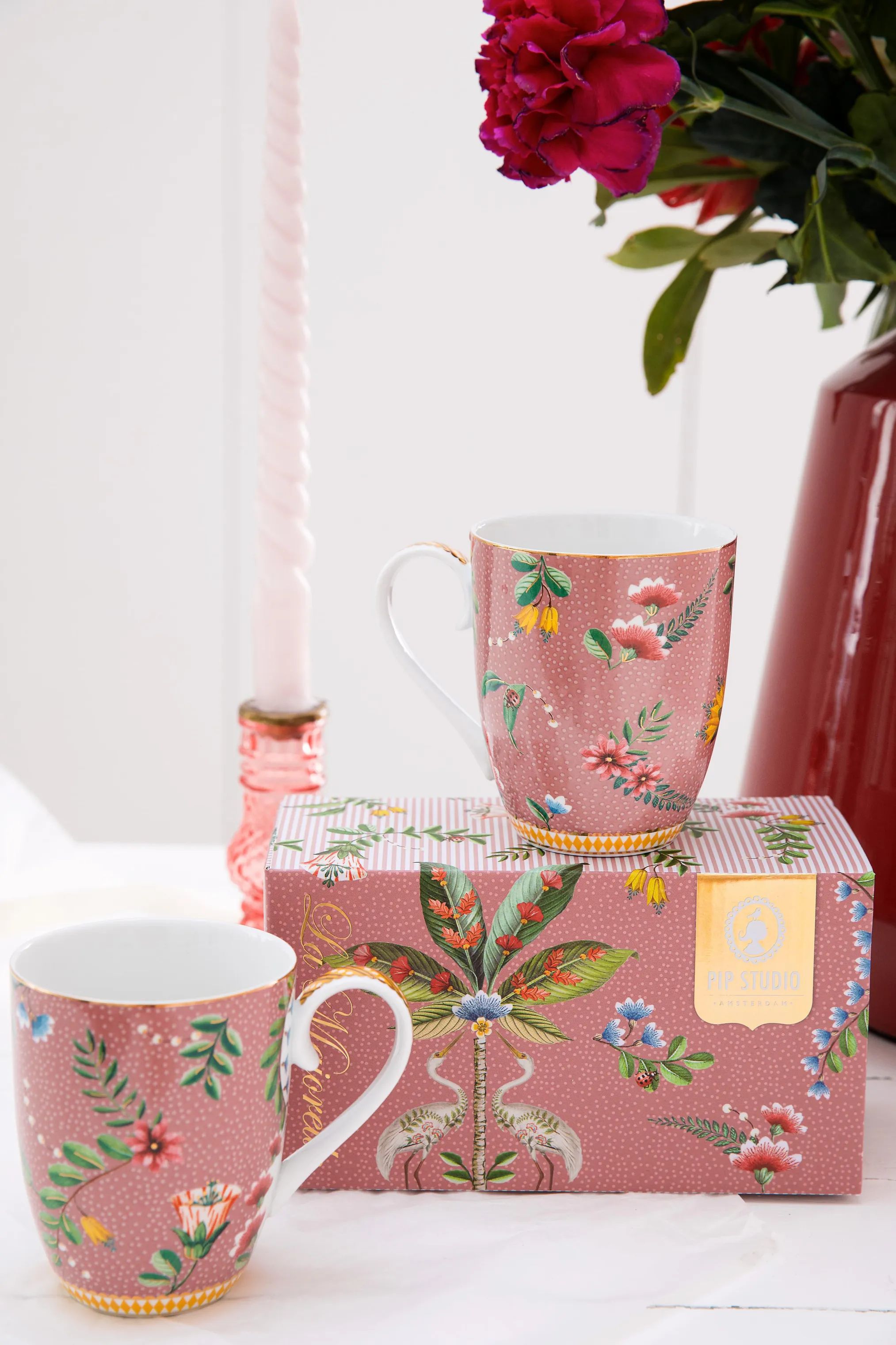 PIP Studio Krus og kopper med hank La Majorelle Krus - 2 stk. i Pink, 3