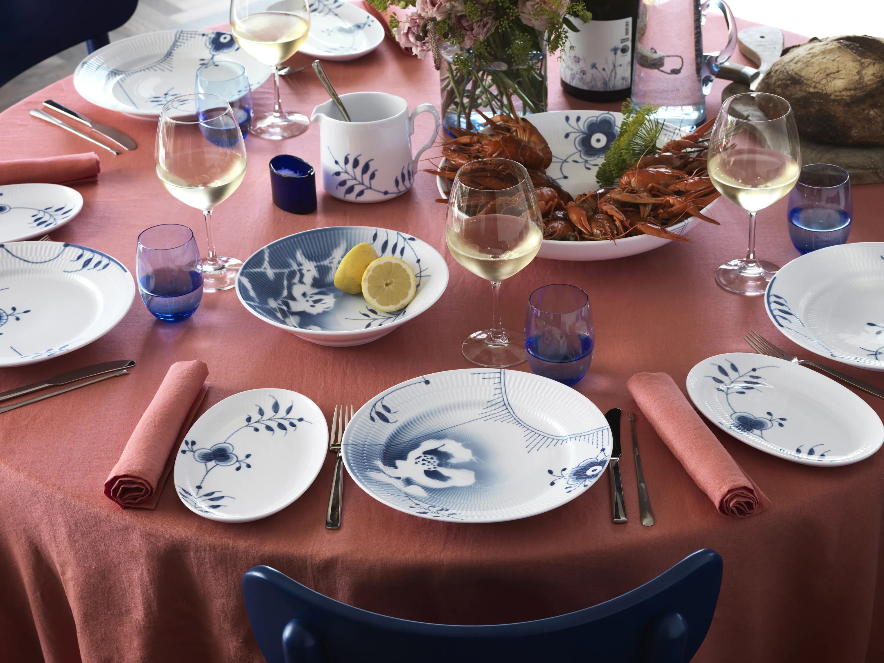 Royal Copenhagen Serveringskander Blå Mega Riflet Kande i 70 cl, 3