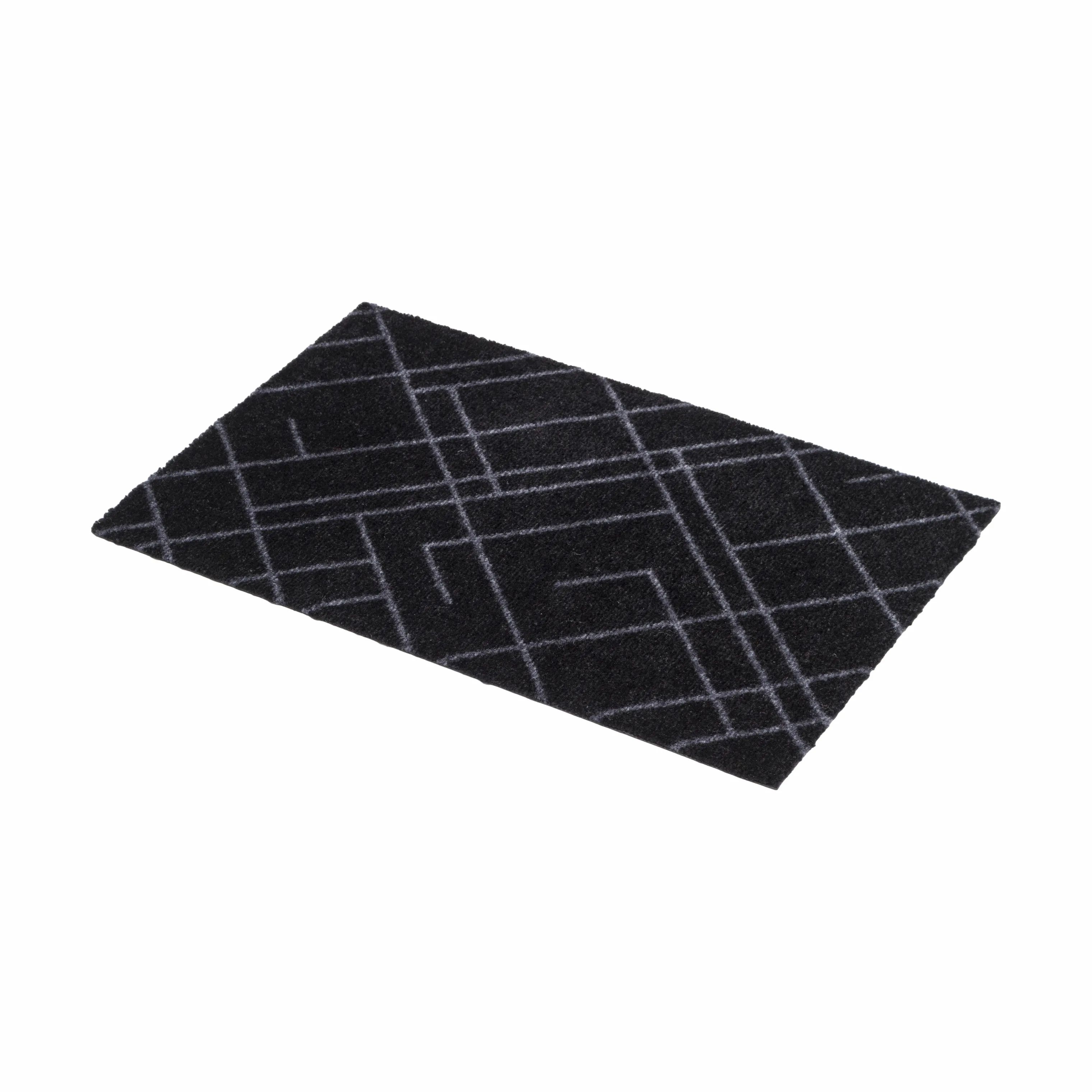 Tica Copenhagen Dørmåtter Lines Gulvmåtte i Sort/grå, B40 x L60 cm, 4