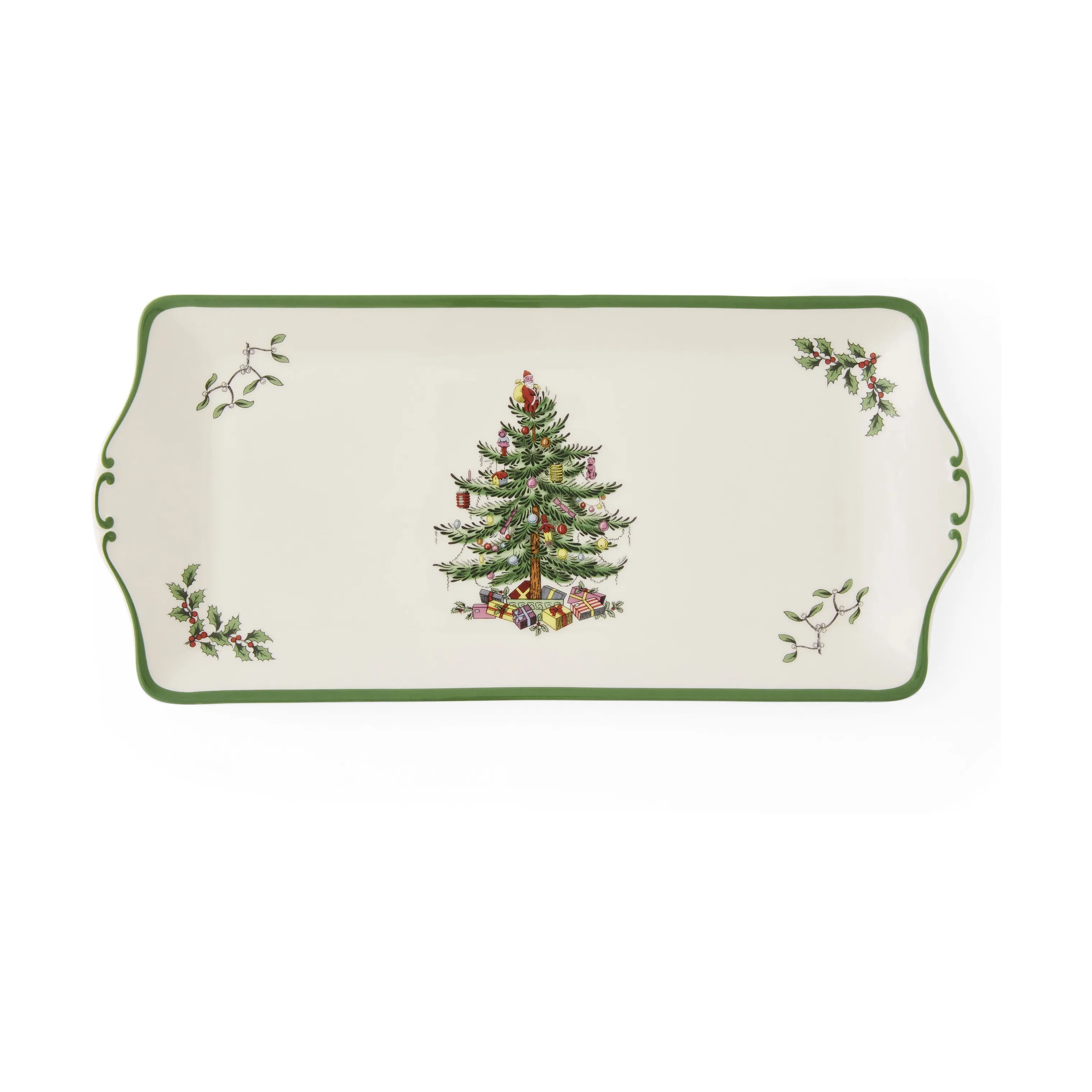Spode Serveringsfade Christmas Tree Fad i Hvid/grøn/rød, 1