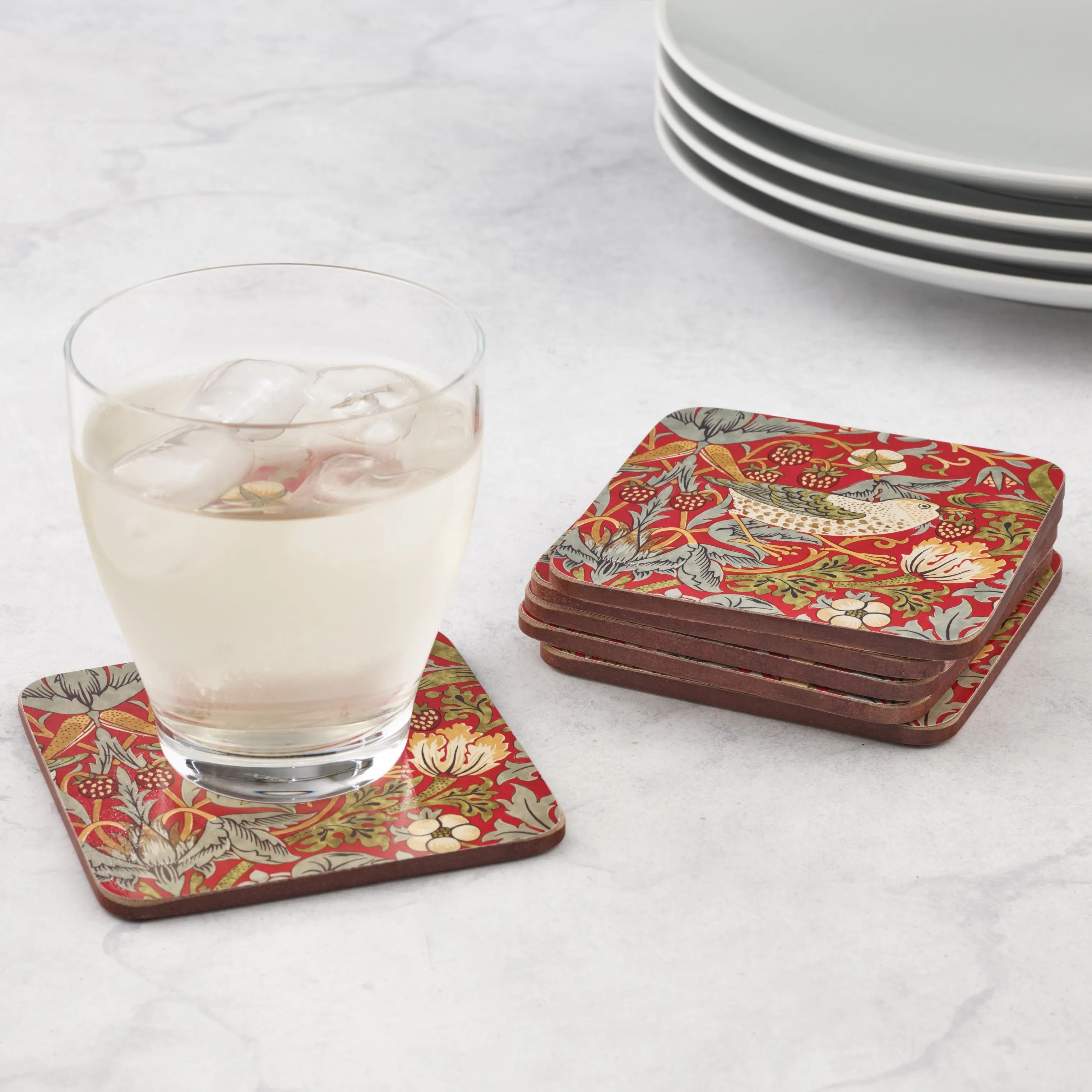 Pimpernel Glasbrikker og coasters Morris & Co Glasbrikker - 6 stk. i Rød, 2