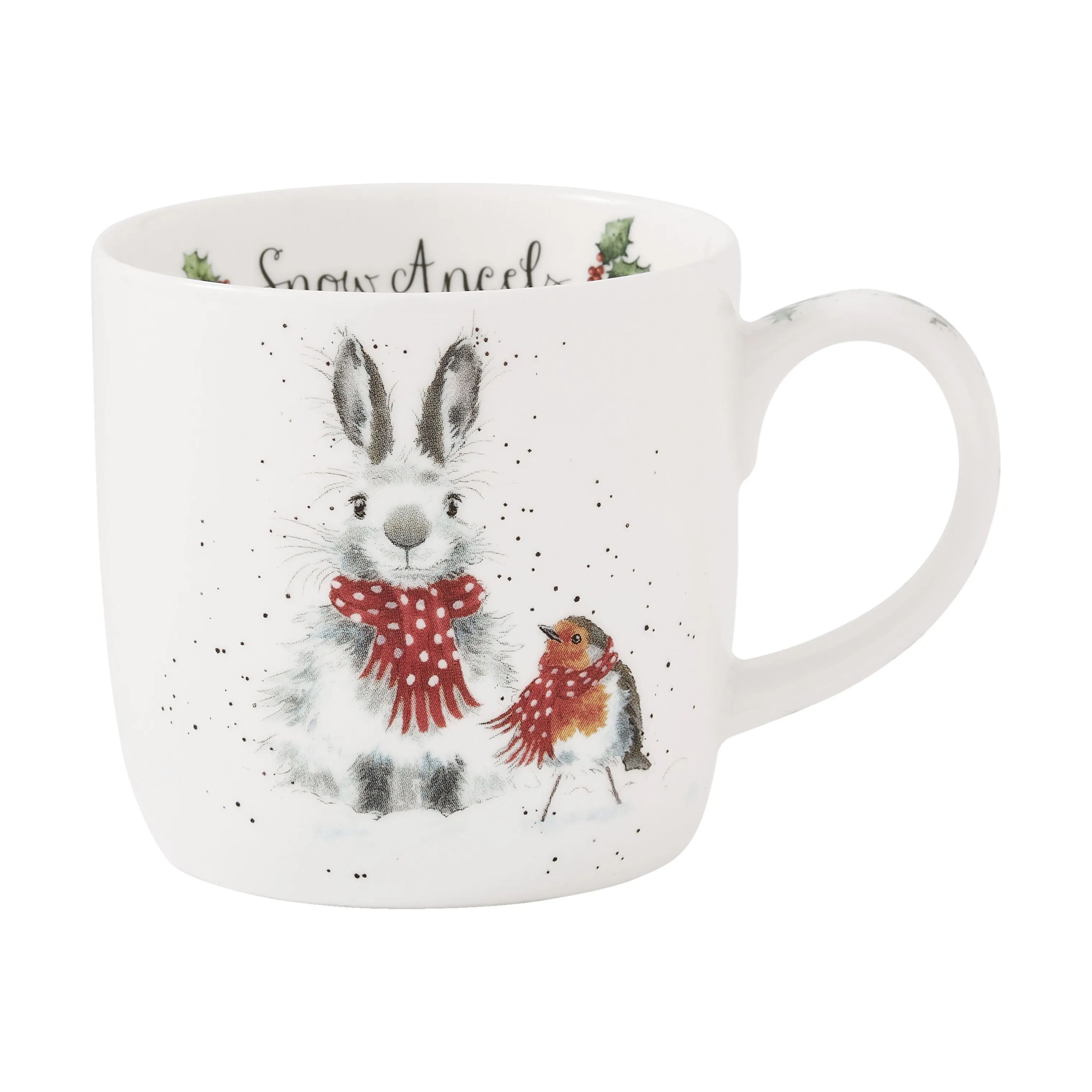 Royal Worcester Krus og kopper med hank Wrendale Krus - Snow angel i Kanin og rødhals, 1
