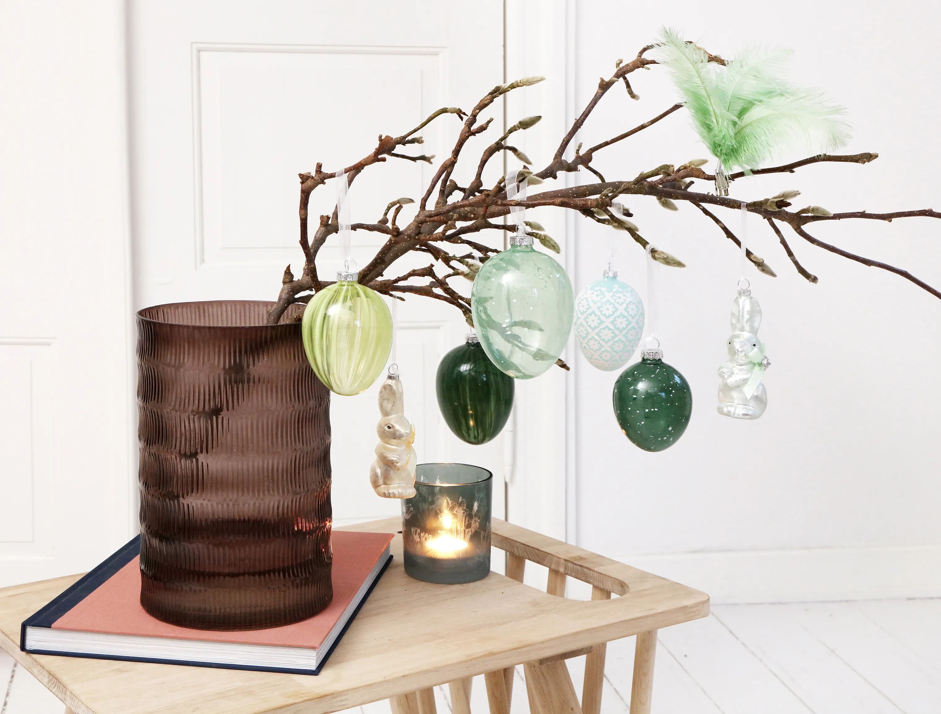 CASA Living Øvrigt påskepynt Påske 2020 Fjer på klips i Lysegrøn, 14 cm, 2