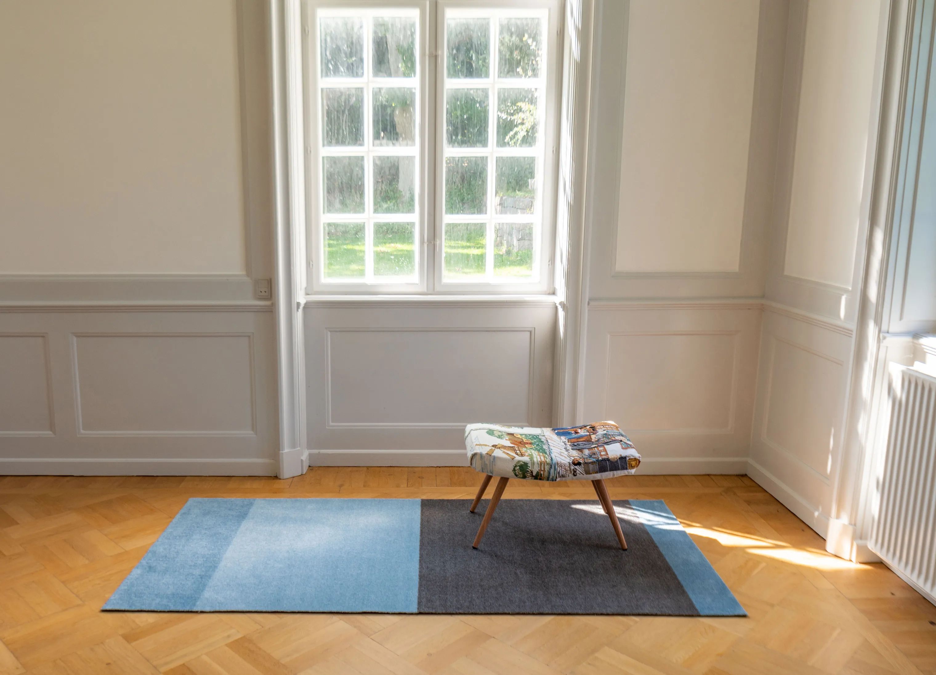 Tica Copenhagen Gulvtæpper Stripes Horisontal Gulvtæppe i Lyseblå/støvetblå/steelgrey, B90 x L200 cm, 3
