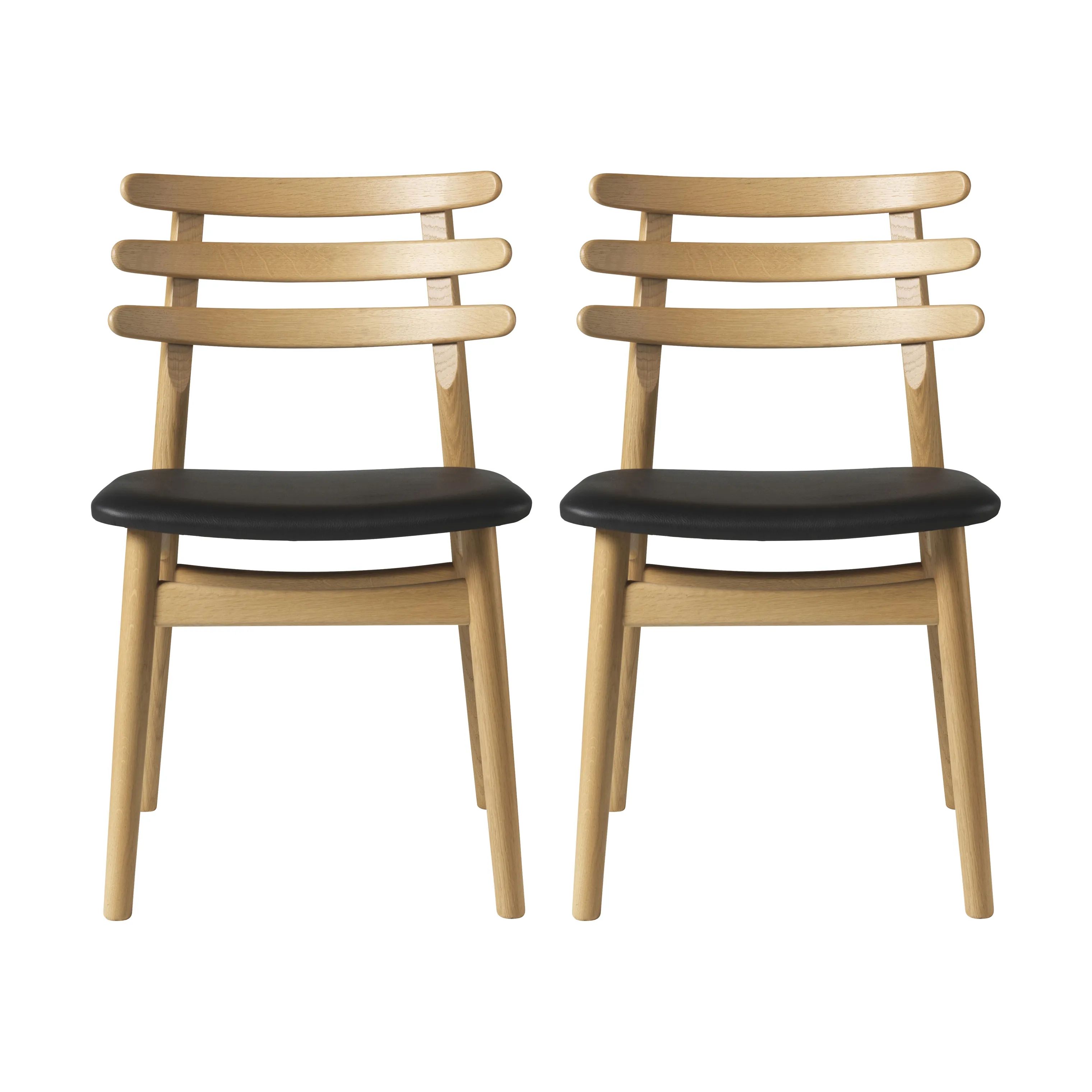 FDB Møbler Spisebordsstole J48 Spisebordstol - 2 stk. i Natur/Sort, 1