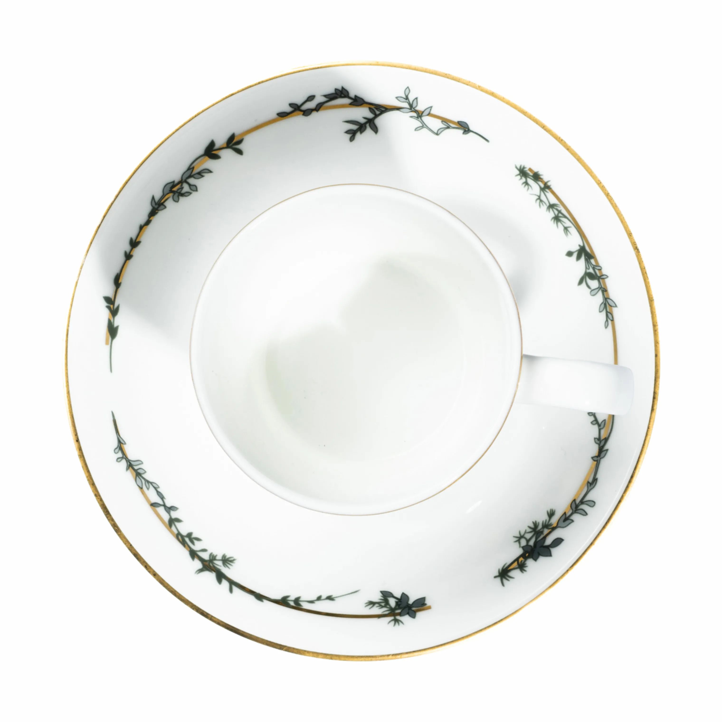 Jette Frölich Design Krus og kopper med hank Vinterstjerner Julekop m. underkop i Hvid/grøn/guld, 4
