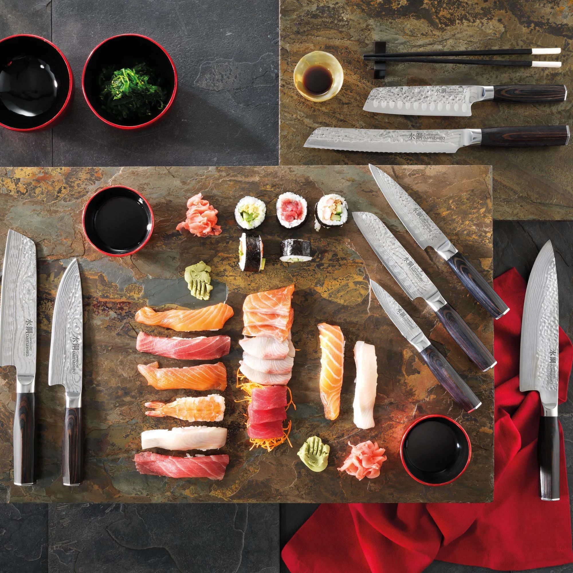 THE CUSTOM CHEF™ Santokuknive Cuisine::pro® Damashiro® EMPEROR Cuisine::pro Damashiro Try Me EMPEROR Santokukniv i Sølvfarvet/brun, 2