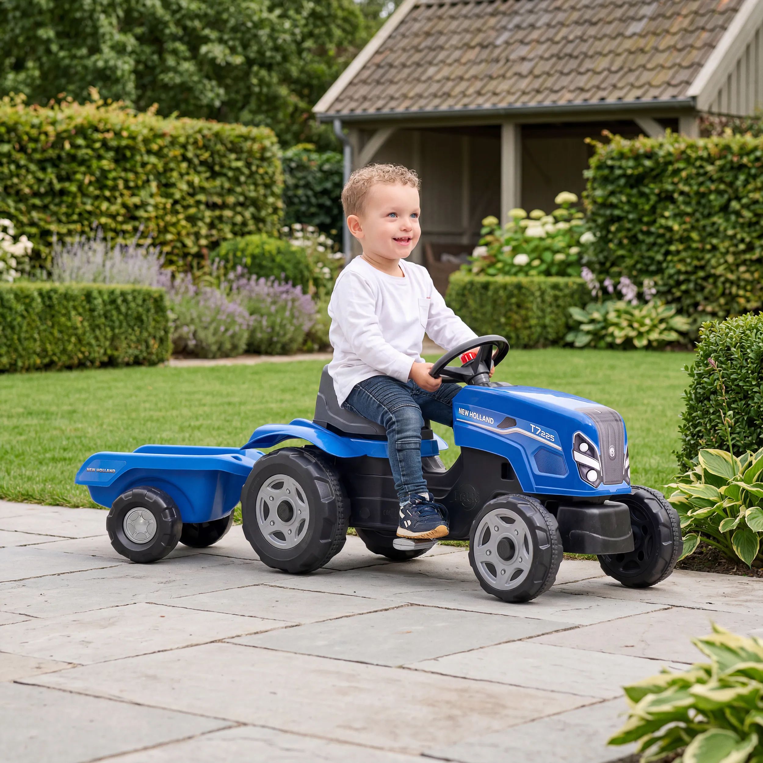FALK Øvrig udeleg New Holland Traktor m. trailer i Blå, 3