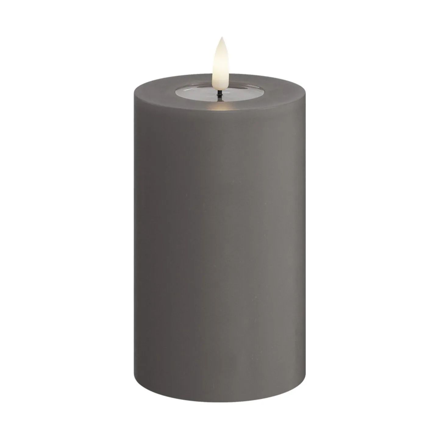 Deluxe Homeart LED-lys Real Flame LED Bloklys i Grå, 12,5 cm, 1