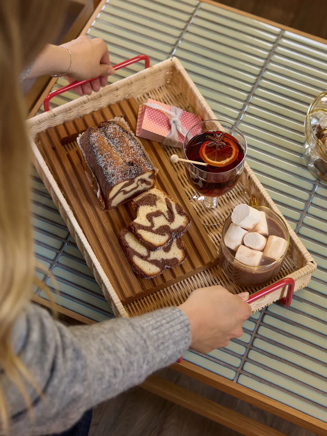 Hübsch Bakker Splint Bakke i Natur/Rød, 7