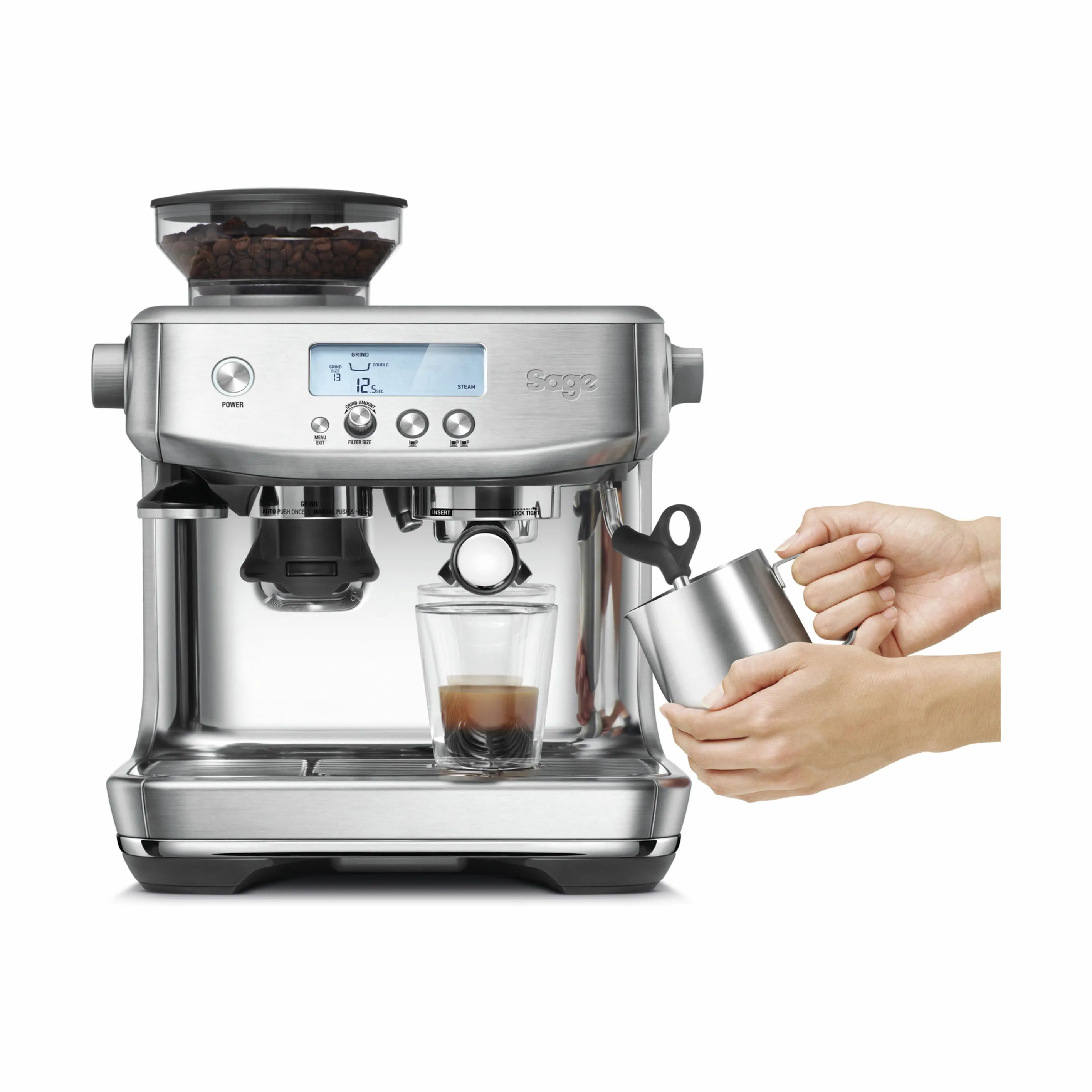 Sage Espressomaskiner Barista Pro Espressomaskine i Sølvfarvet, 4