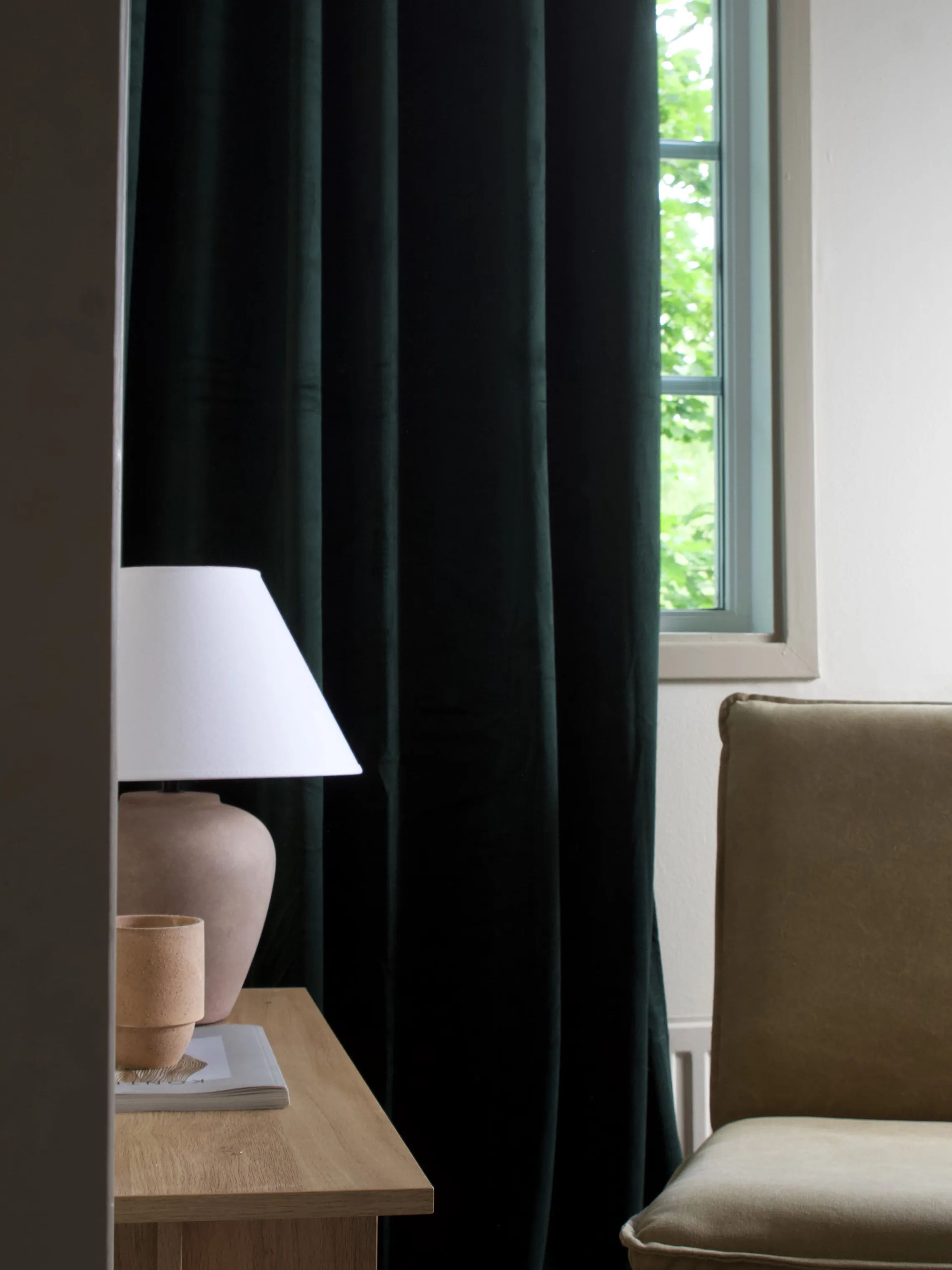 Svanefors Gardiner og gardinstænger Estelle Estrelle Gardin - 2 stk. i mørkegrøn, H280 x B135 cm, 4