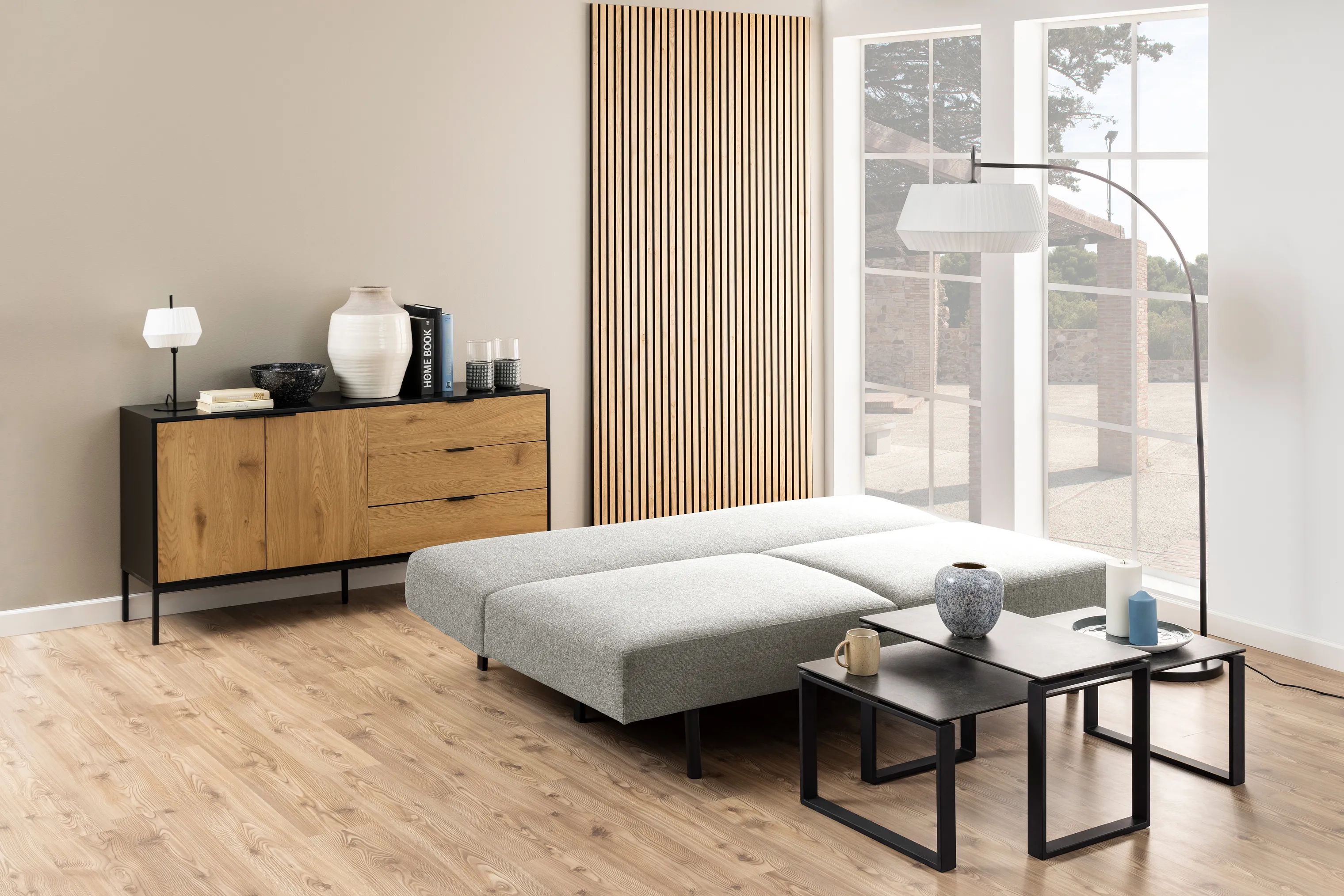 CASA Living Daybeds Malling Sovesofa i Lysegrå/mat sort, 3