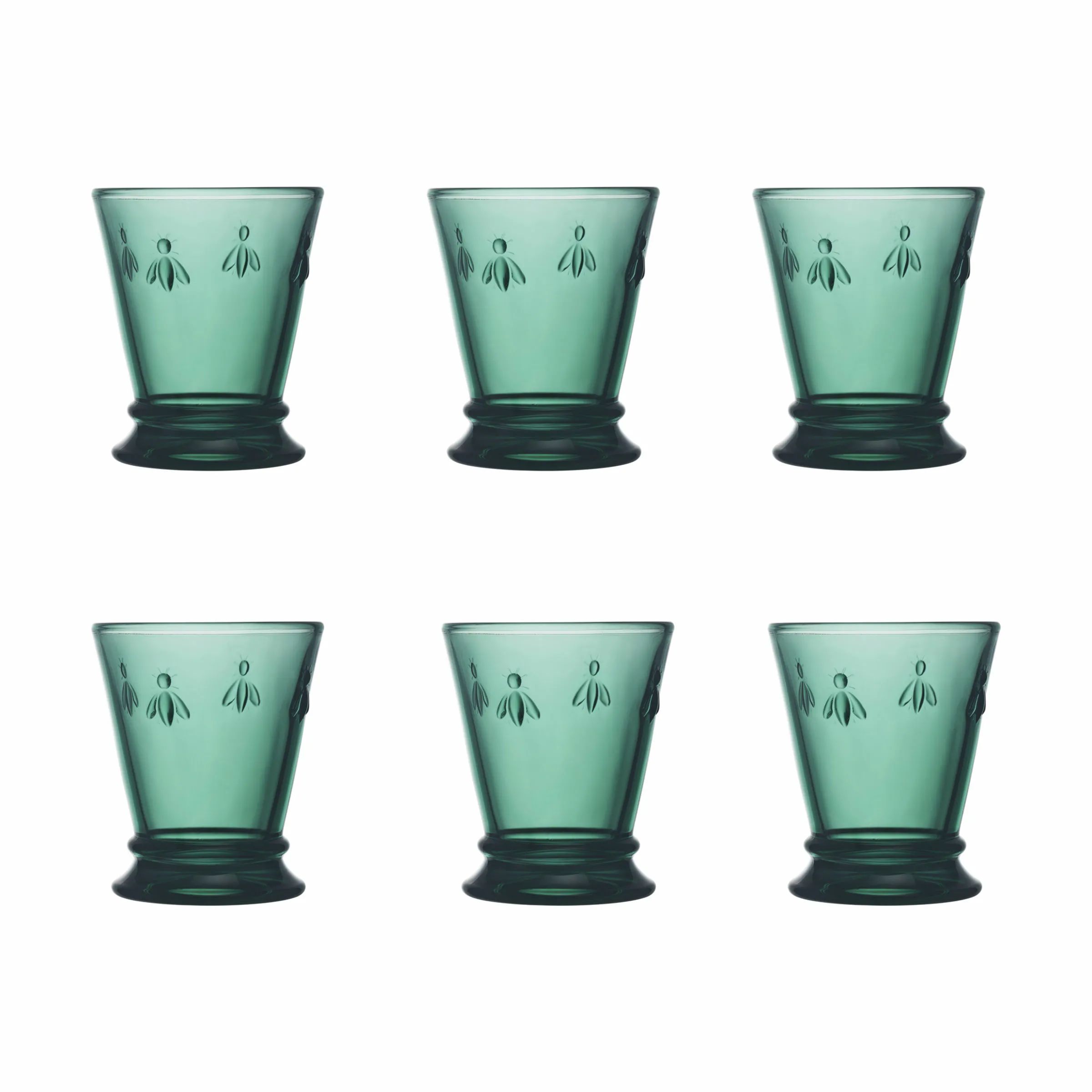 La Rochère Vandglas Abeille Vandglas - 6 stk. i 26 cl - Mørk grøn - Bier, 1
