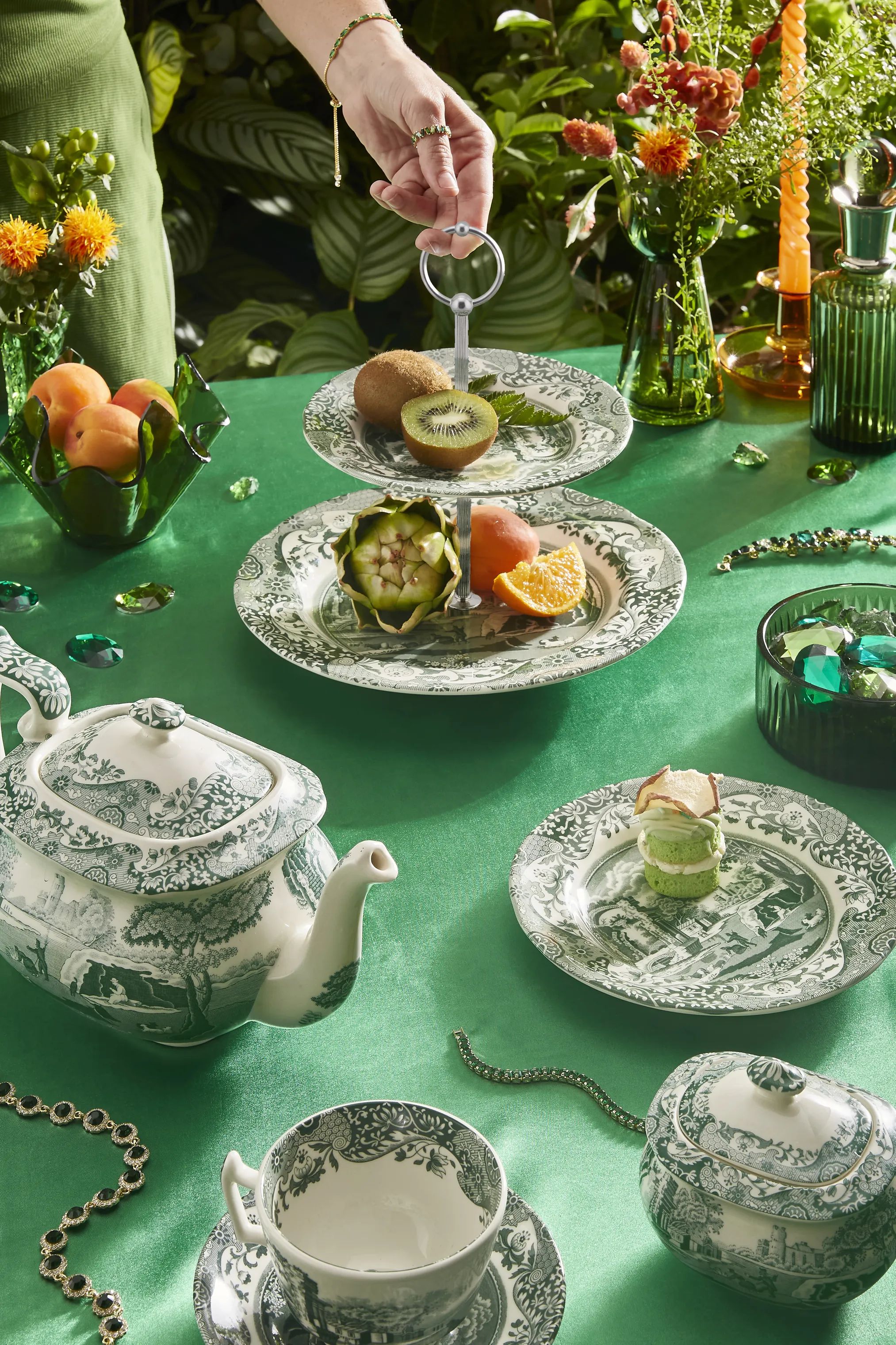 Spode Etagere Heritage Green Italian Étagère i Grøn/hvid, 2