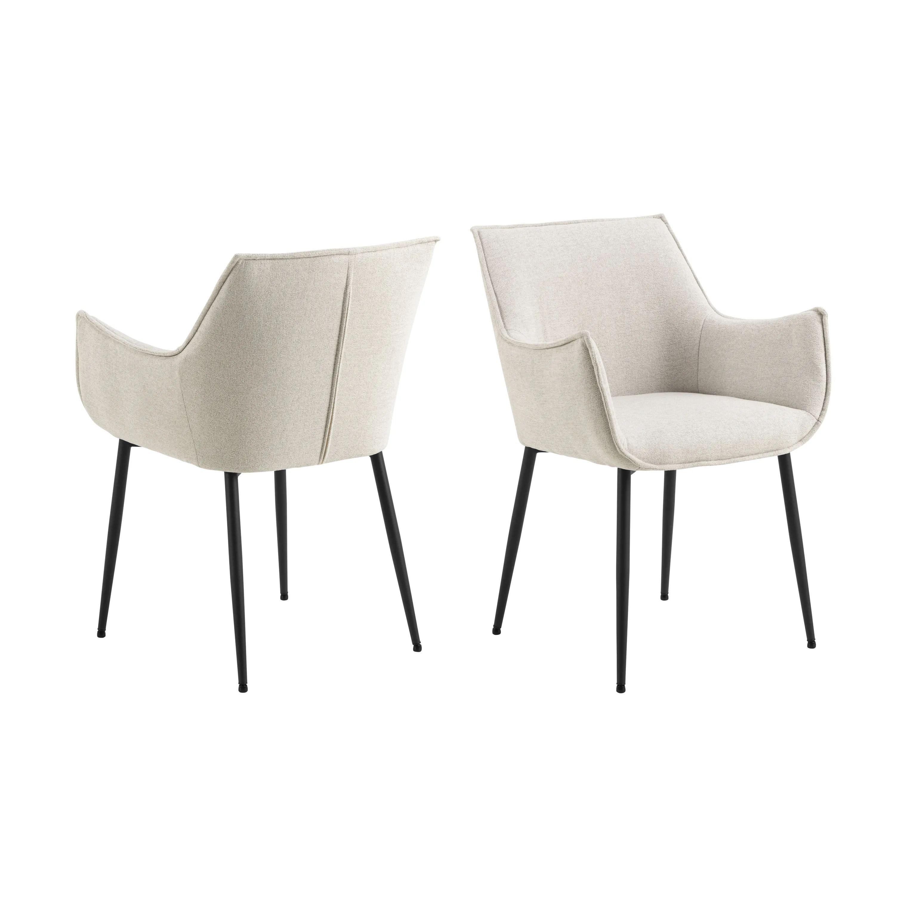 CASA Living Spisebordsstole Bonita Spisebordsstol med armlæn - 2 stk i Beige, 3