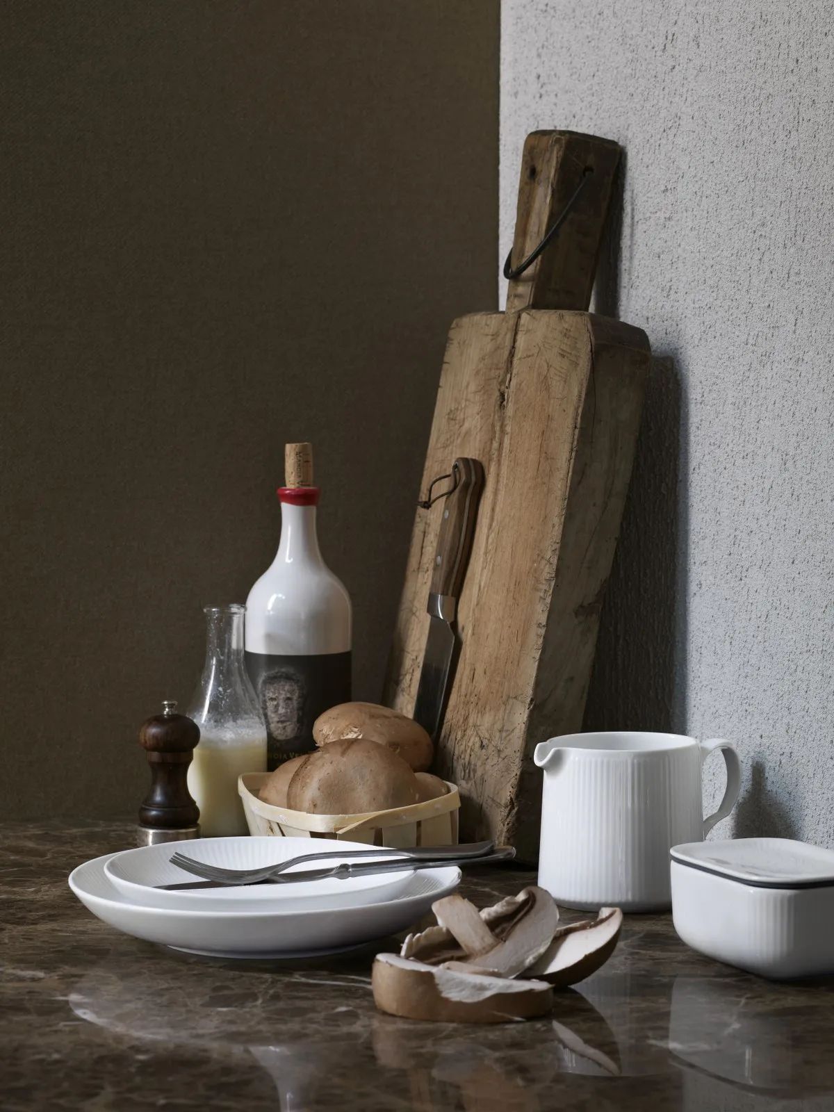 Royal Copenhagen Serveringskander Hvid Riflet Kande i Hvid, 70 cl, 4